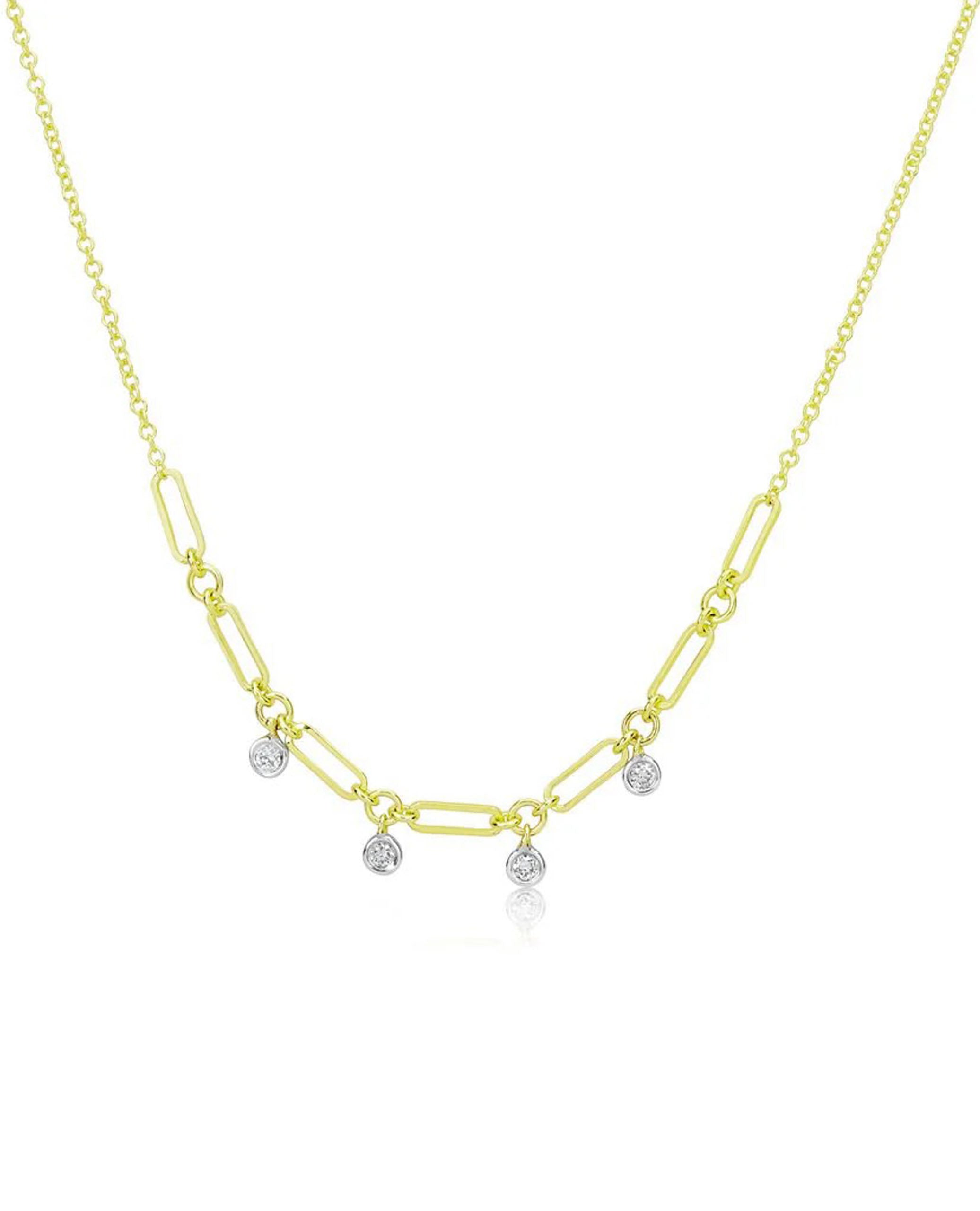 Meira T. N13498 14K Yellow Gold Bezel Diamond Paperclip Necklace