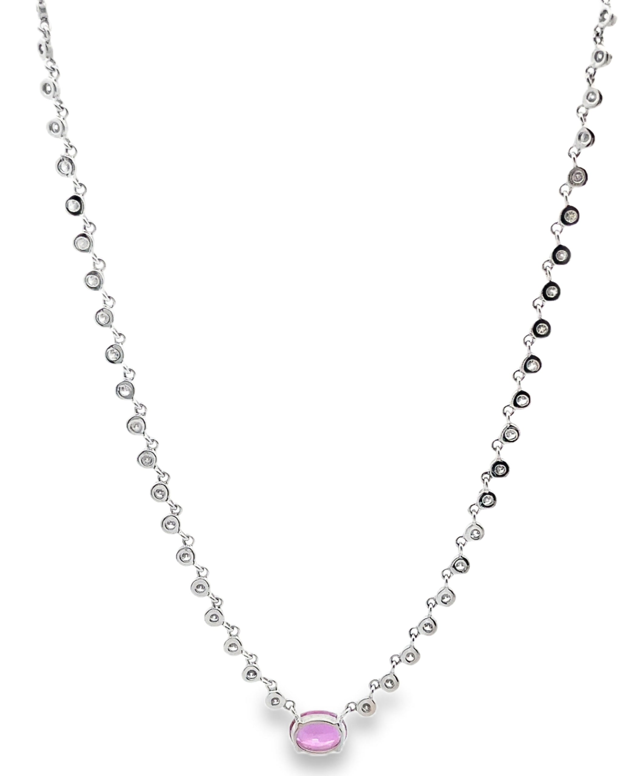 Meira T N13975/WP 14K White Gold Diamond & Pink Sapphire Necklace