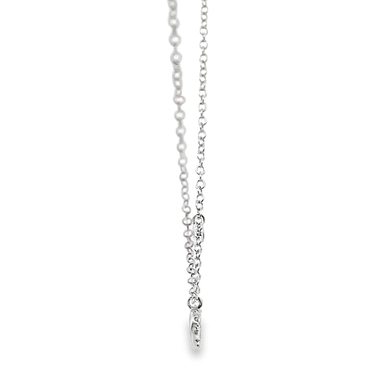Meira T N14609/WG 14K White Gold Diamond Mini Heart Pendant Adjustable Necklace