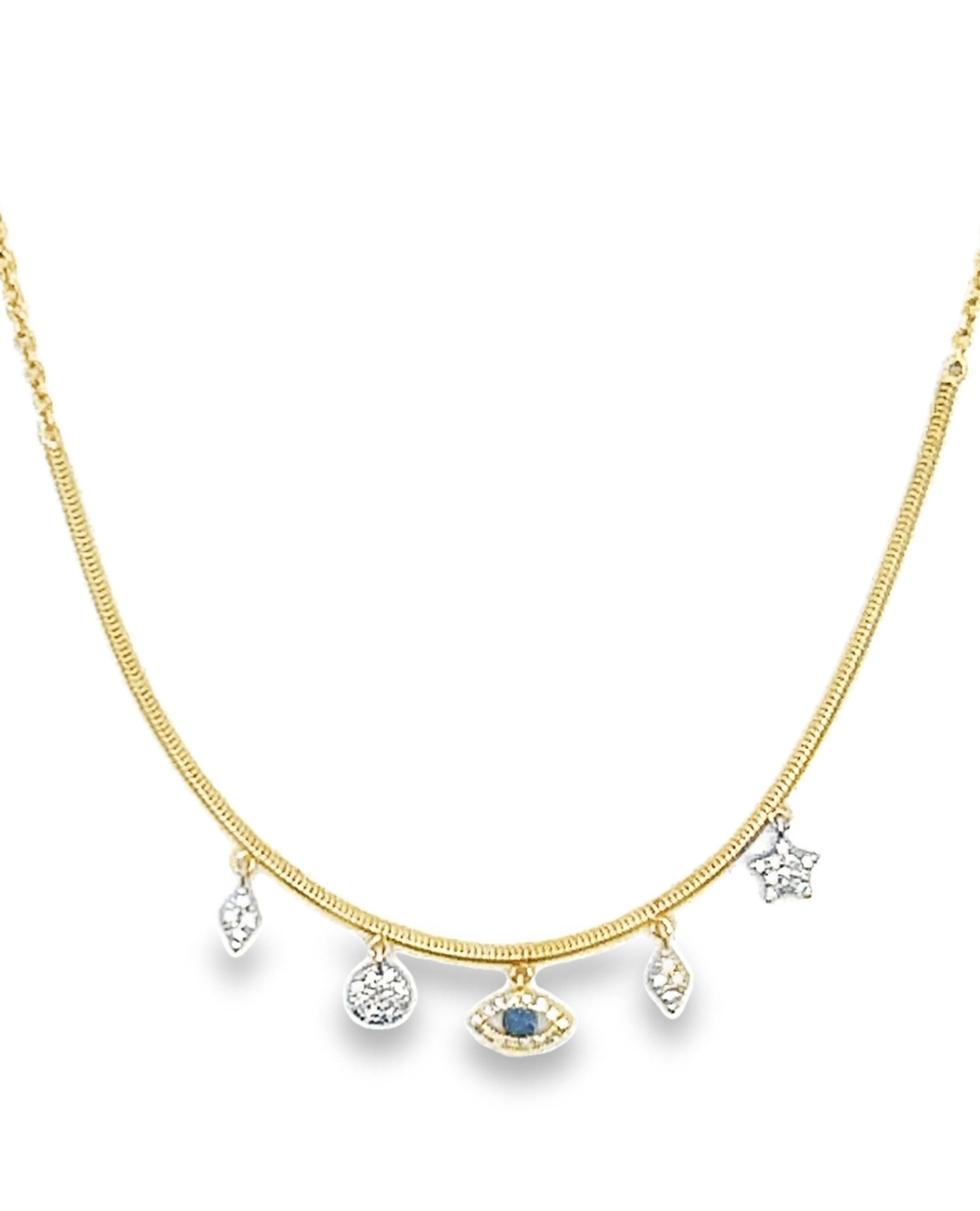 Meira T N15413/TY 14K Yellow Gold Evil Eye Necklace With Diamonds