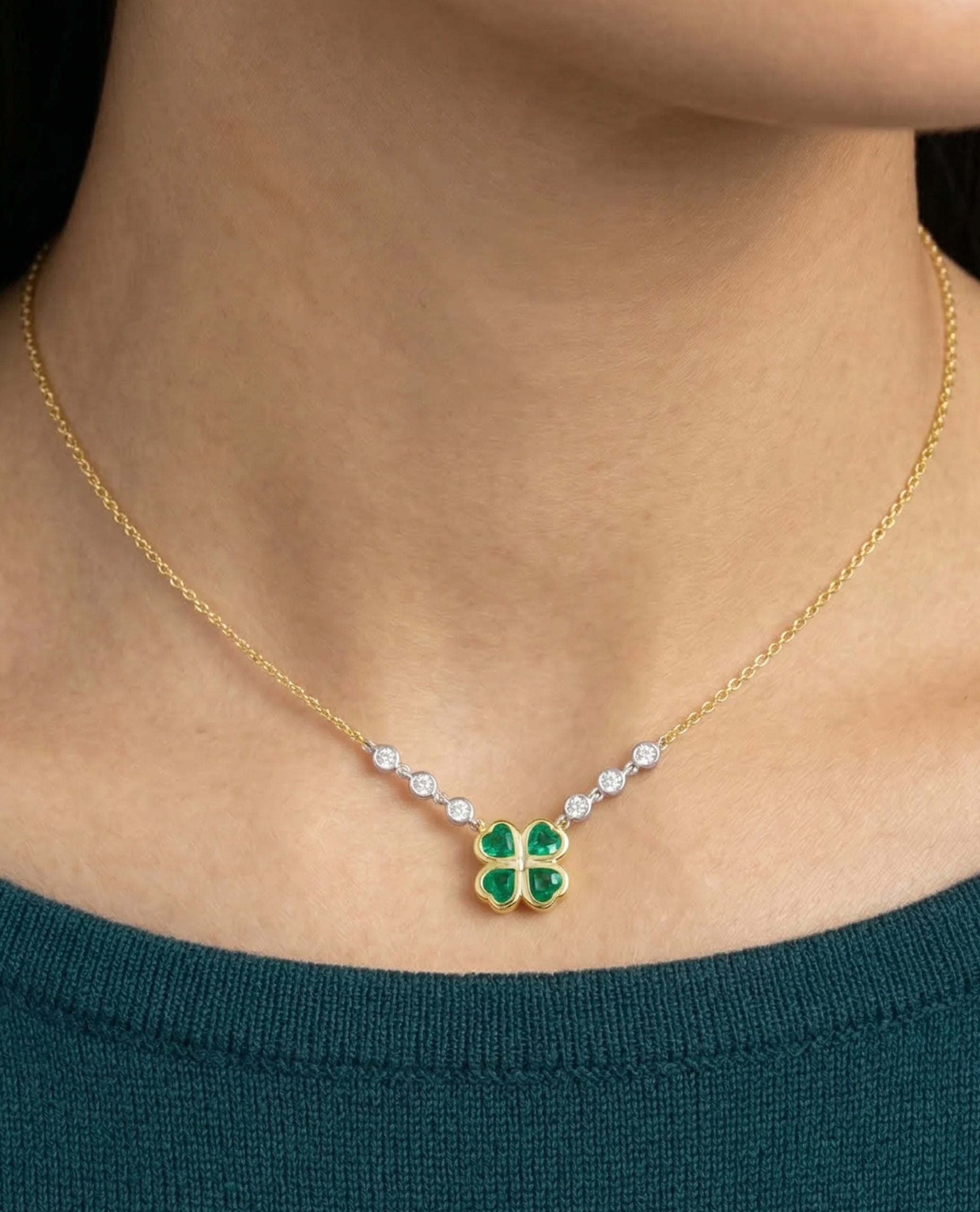 Meira T N16221/YE 14K Yellow Gold Four Leaf Clover Necklace