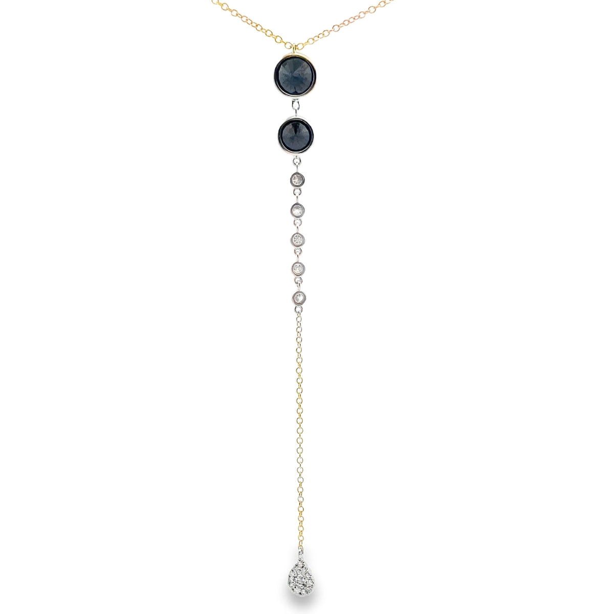 Meira T N16775/YB 14K Yellow Gold Long Necklace with Black & White Diamonds