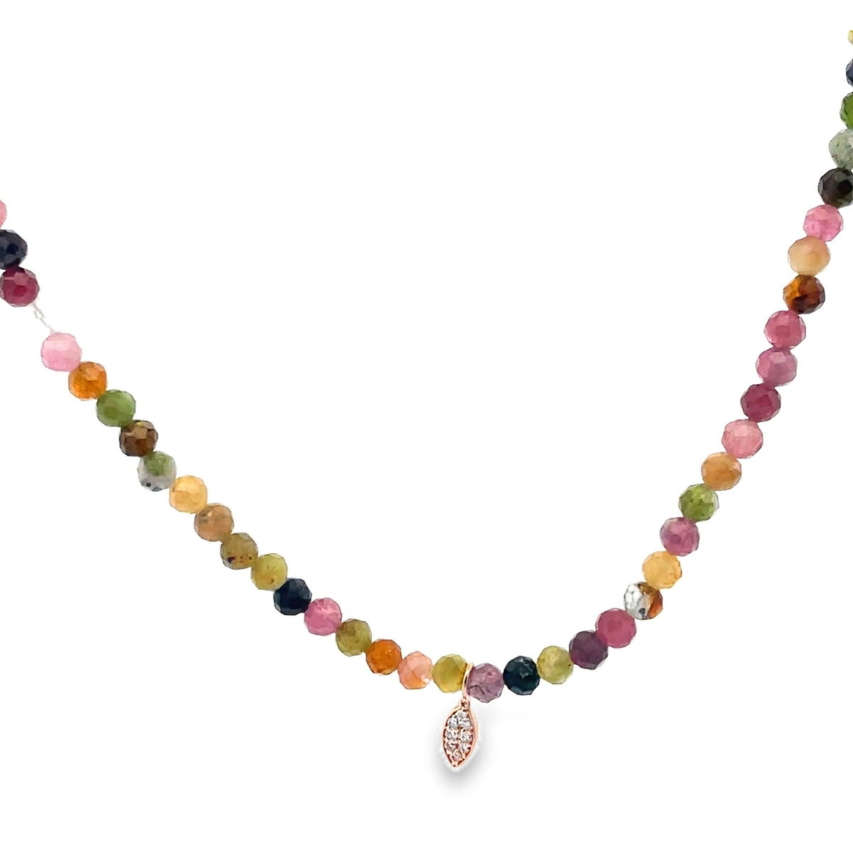 Meira T N16922/PT 9K Rose Gold Multicolor Tourmaline Adjustable Necklace