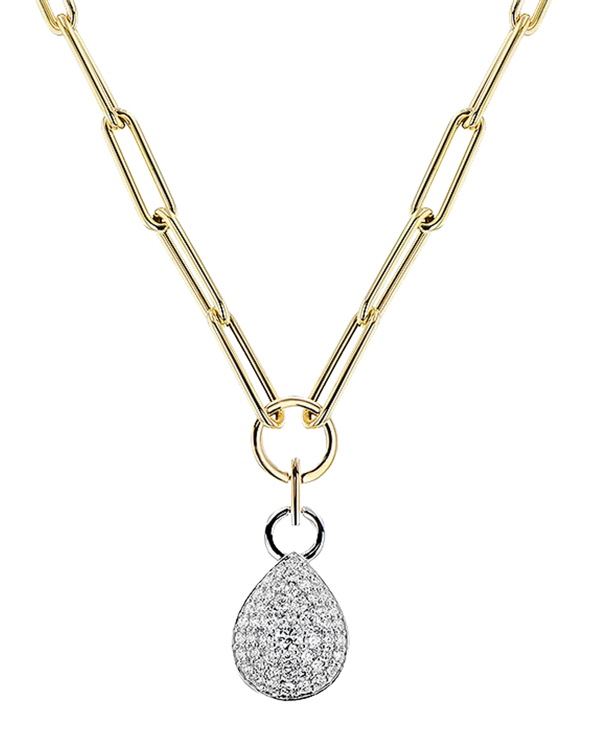 Allison Kaufman 14K Two Tone Paperclip Necklace with Diamond Pendant