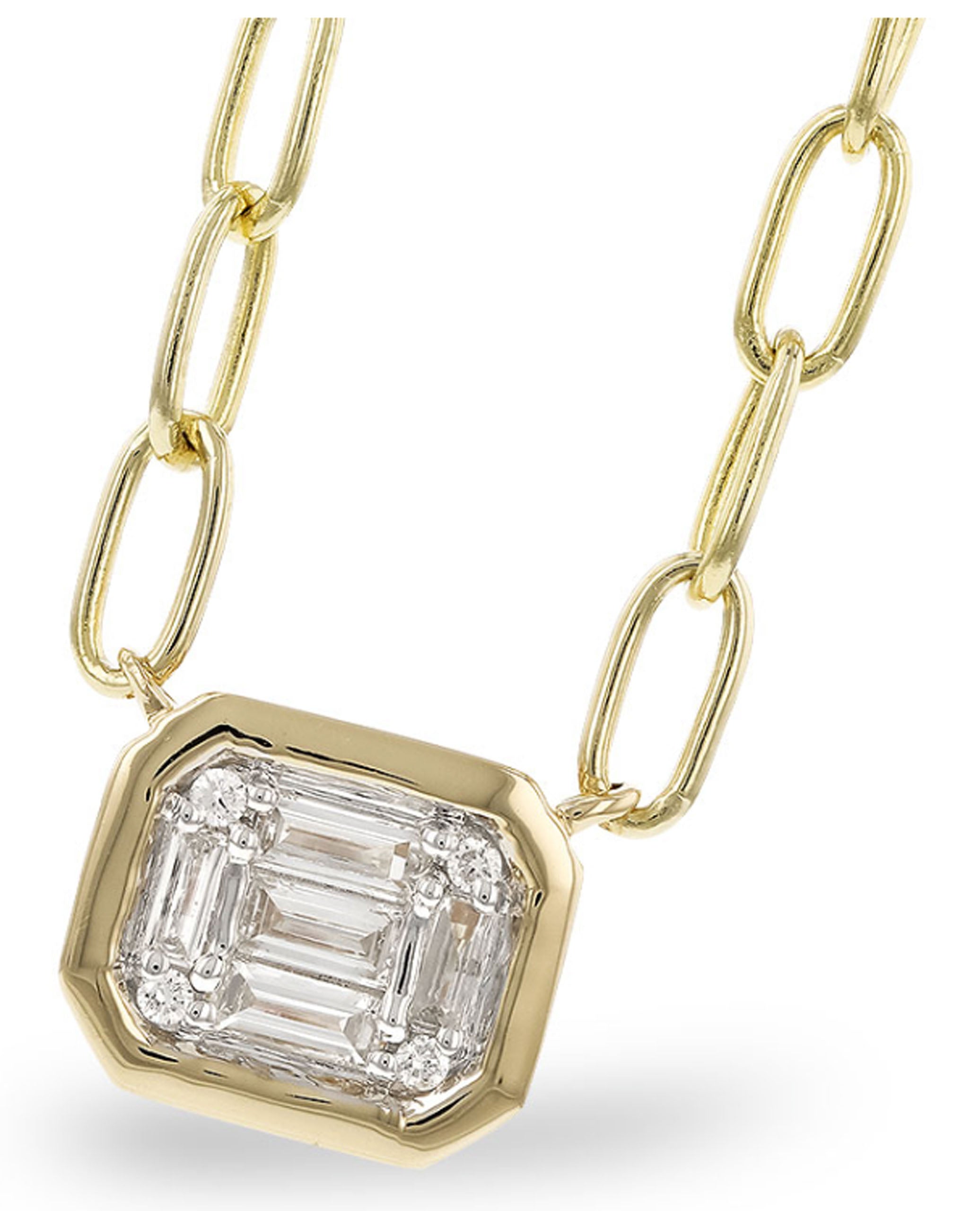 Allison Kaufman 14K Yellow Gold Paperclip Chain Necklace with Diamond Pendant