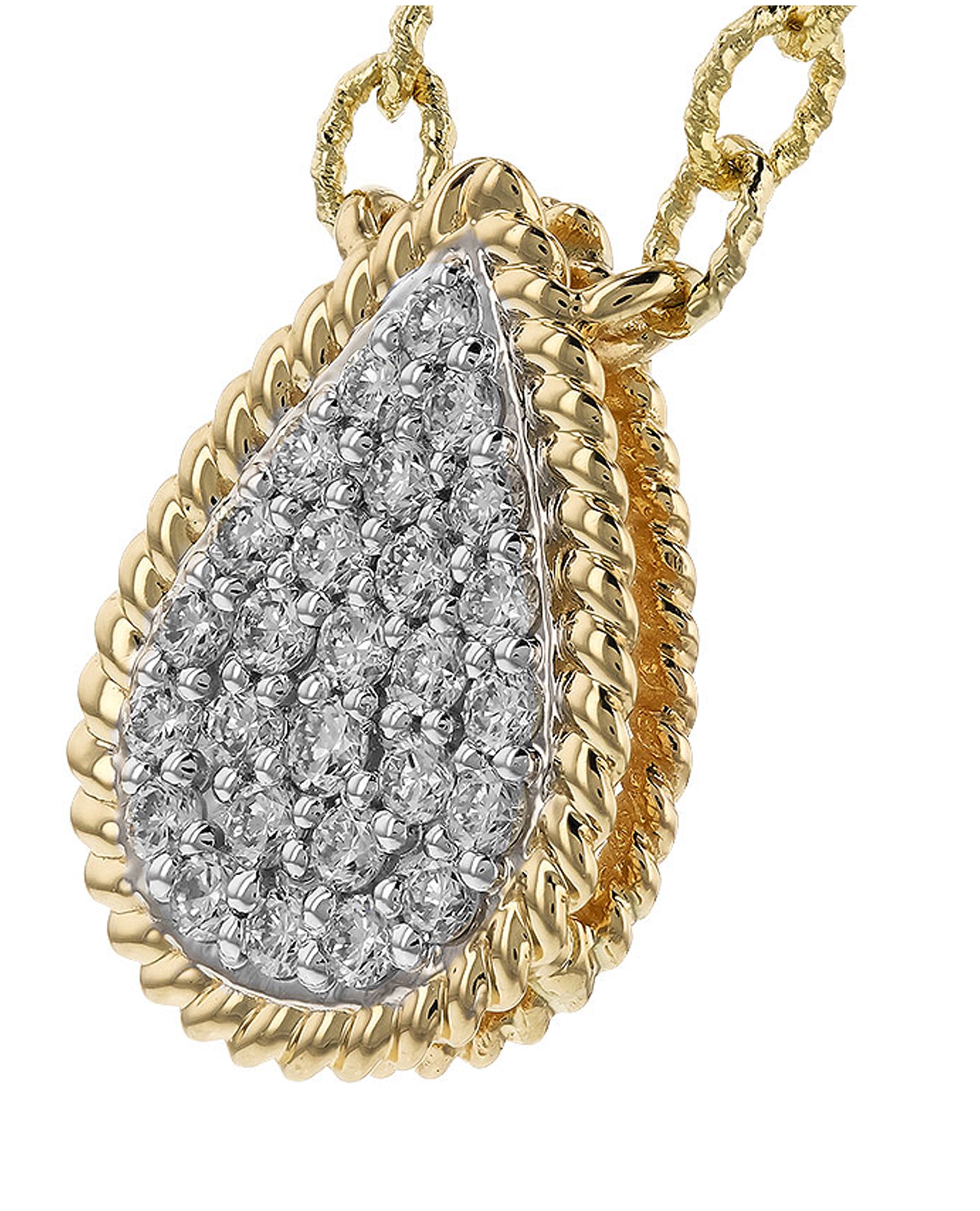 Allison Kaufman 14K Yellow Gold Pear Shaped Diamond Pendant Necklace