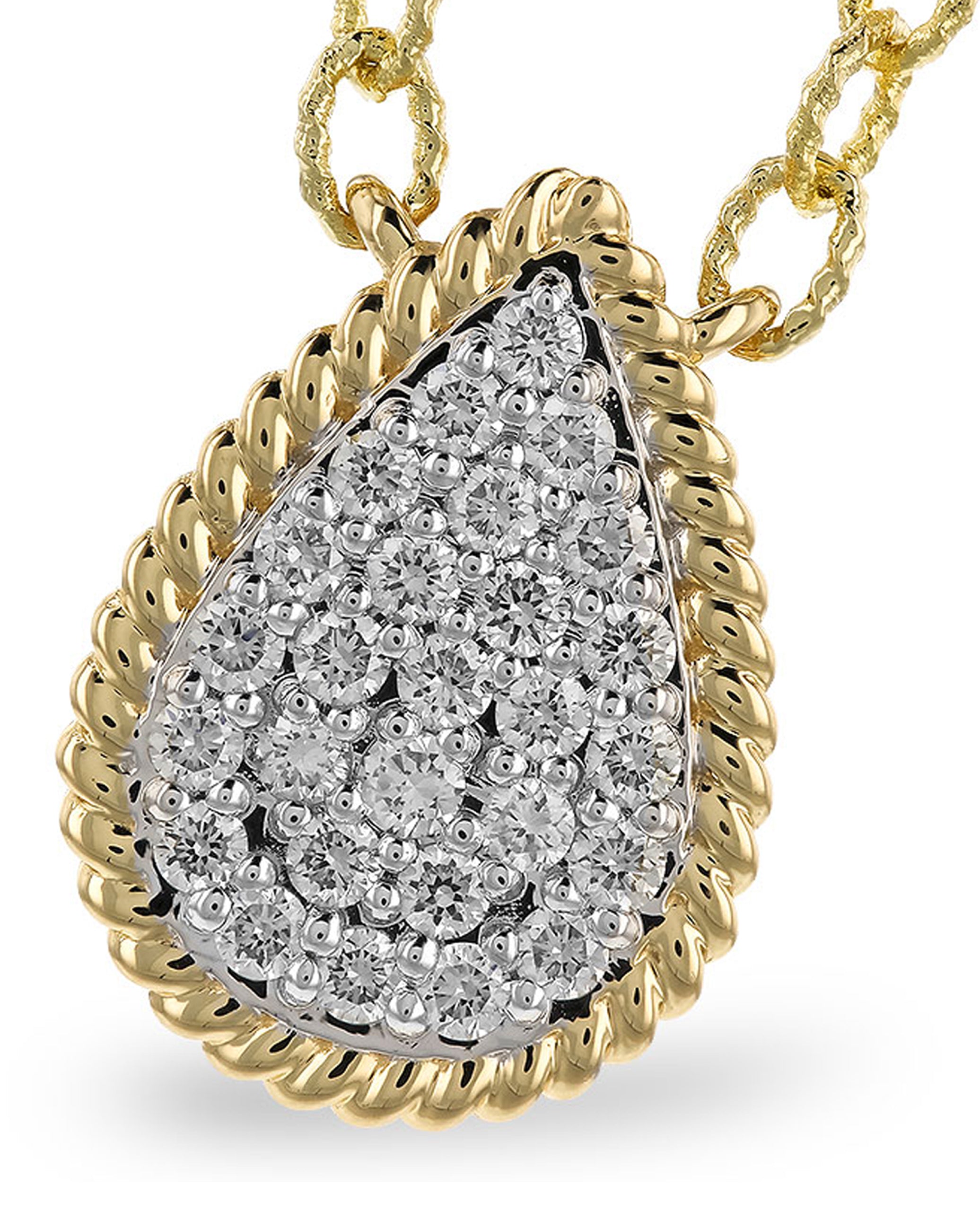 Allison Kaufman 14K Yellow Gold Pear Shaped Diamond Pendant Necklace