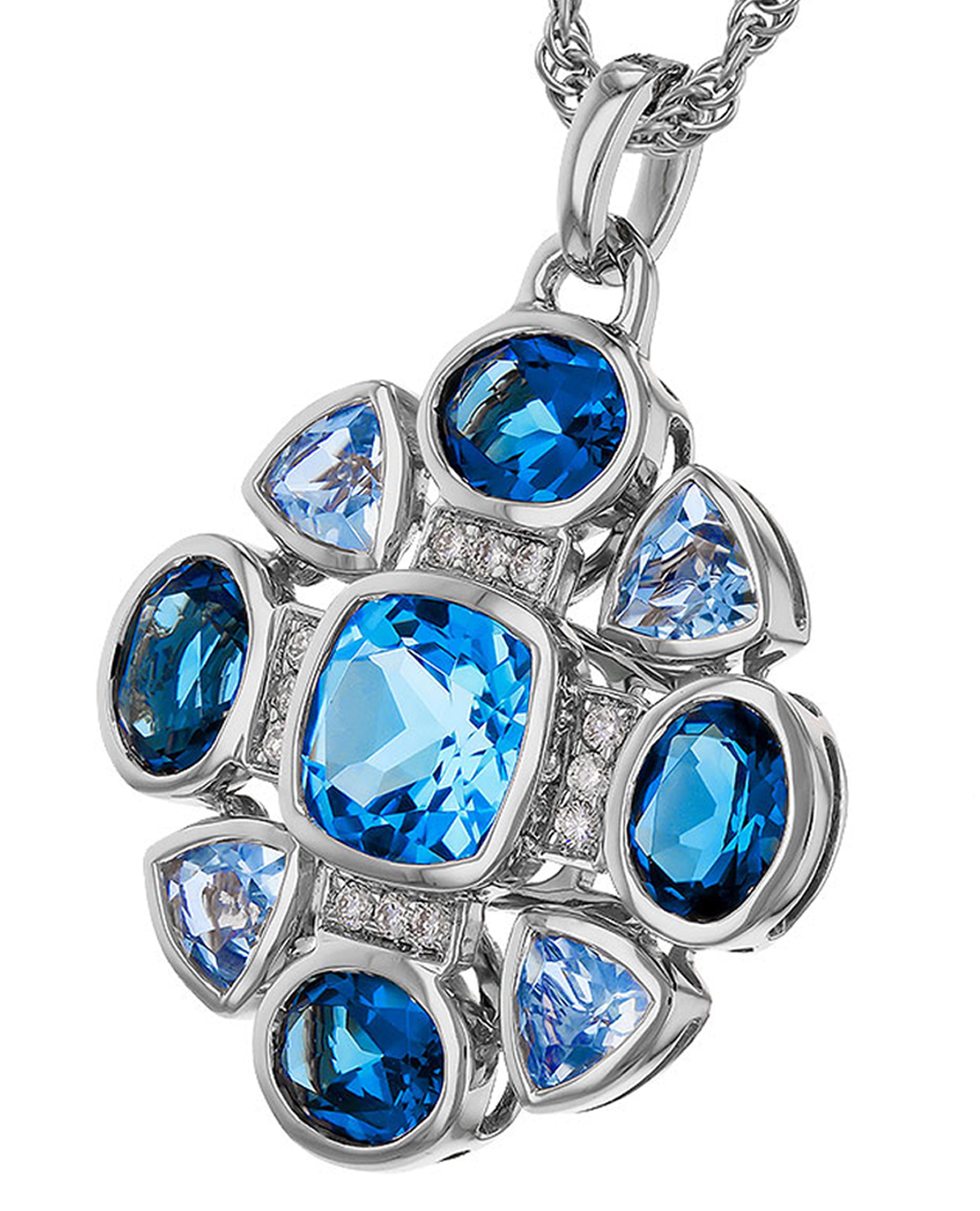 Allison Kaufman 14K White Gold Blue Topaz & Diamond Necklace