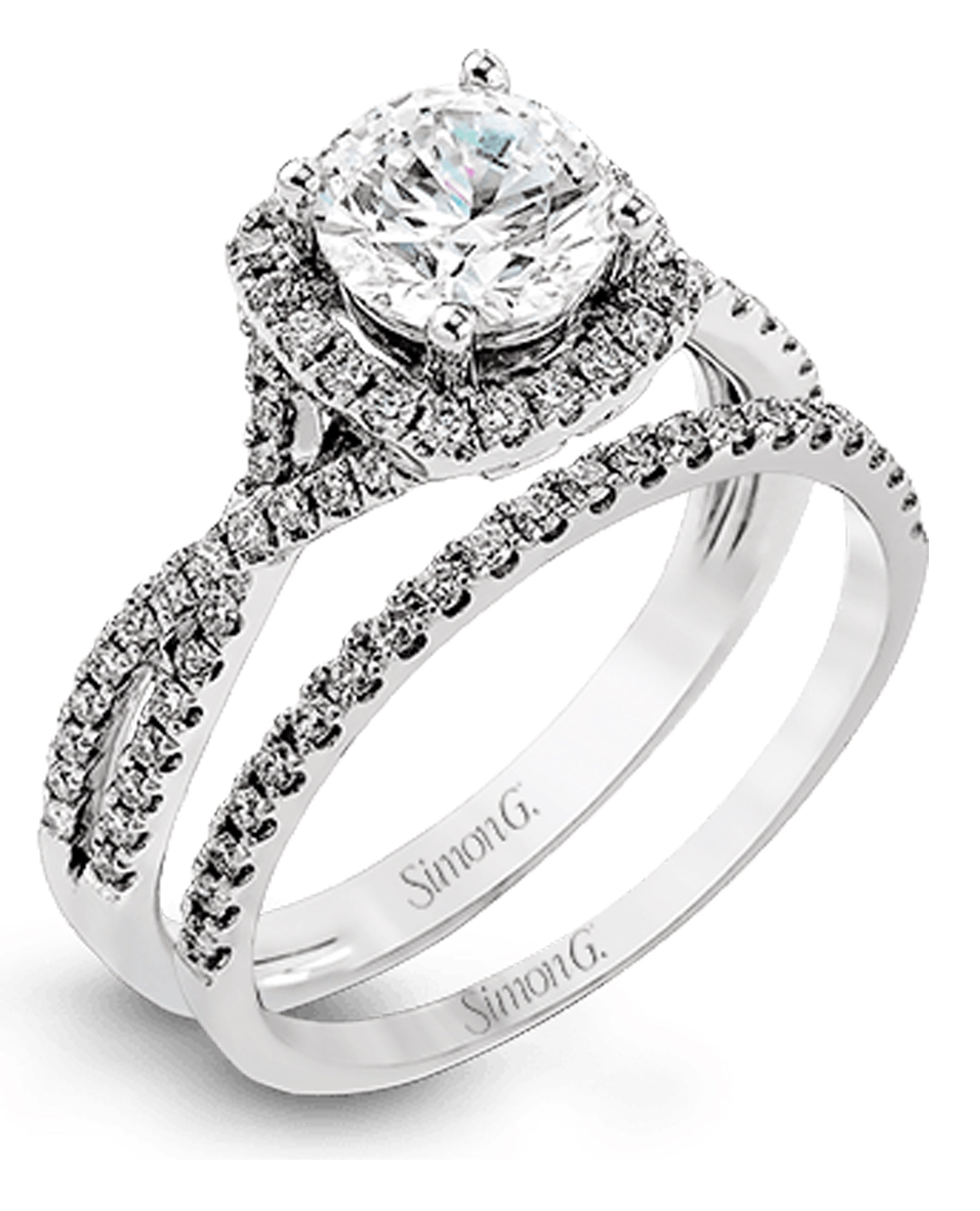 Simon G. NR468 Engagement Ring / Wedding Band Set