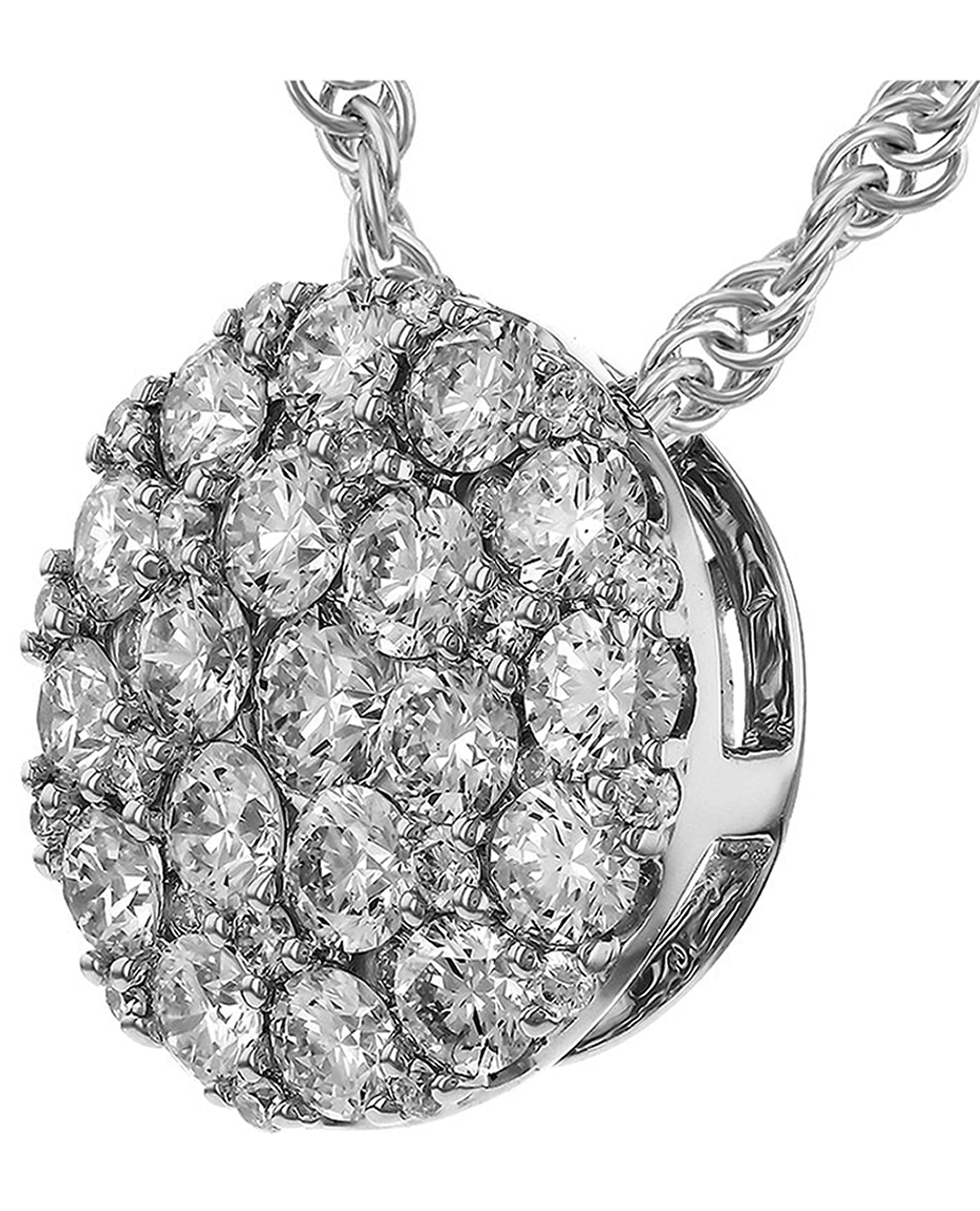 Allison Kaufman 14K White Gold Circular Pendant Necklace with Diamonds 1.00 Carat