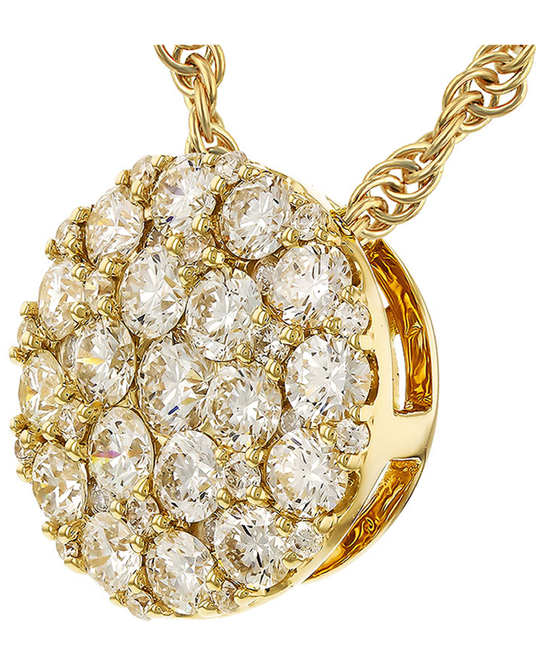 Allison Kaufman 14K Yellow Gold Diamond Circle Pendant Necklace 1.00 Carats