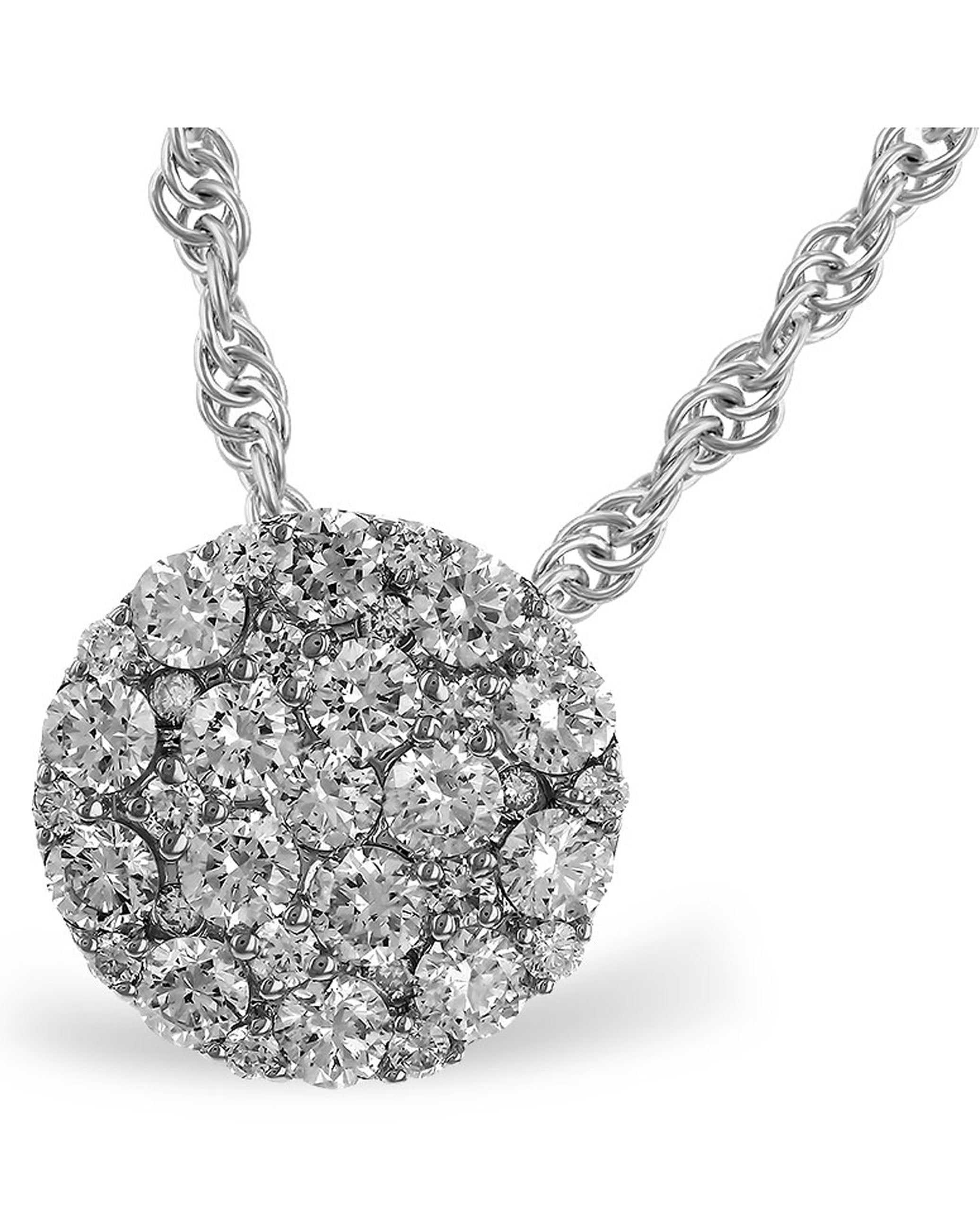 Allison Kaufman 14K White Gold Diamond Circular Pendant Necklace 0.50 Carats