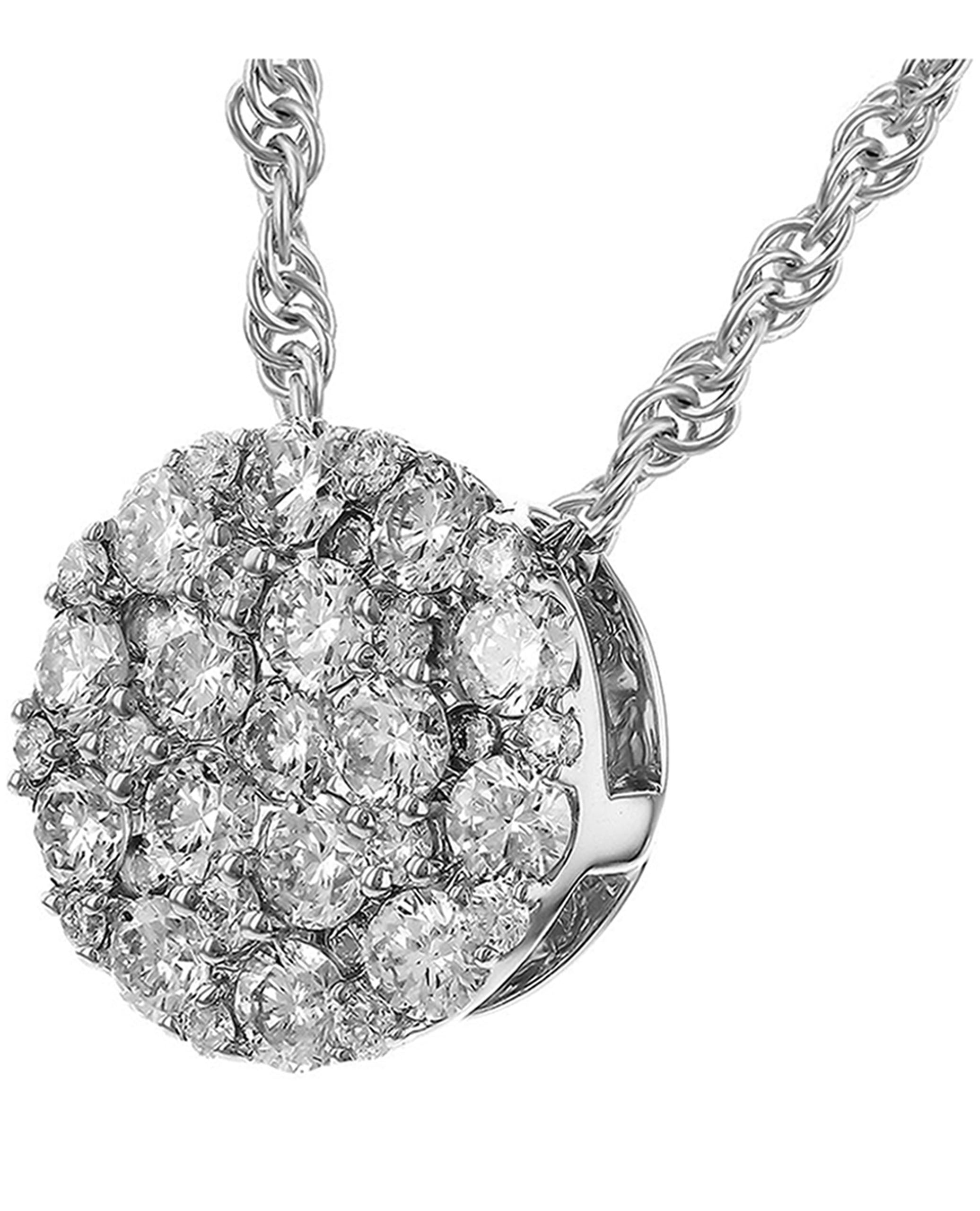 Allison Kaufman 14K White Gold Diamond Circular Pendant Necklace 0.50 Carats