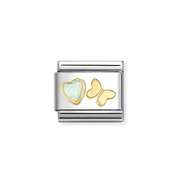 Nomination Composable Link 030523/11 White Opal Heart, Butterfly