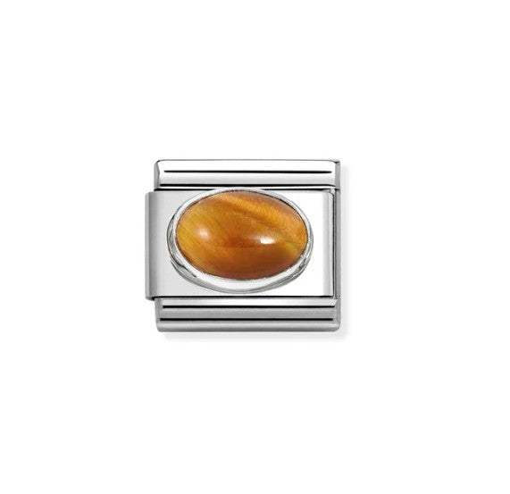 Nomination Composable 330510/41 Oval Tiger Eye Stone in Sterling Silver