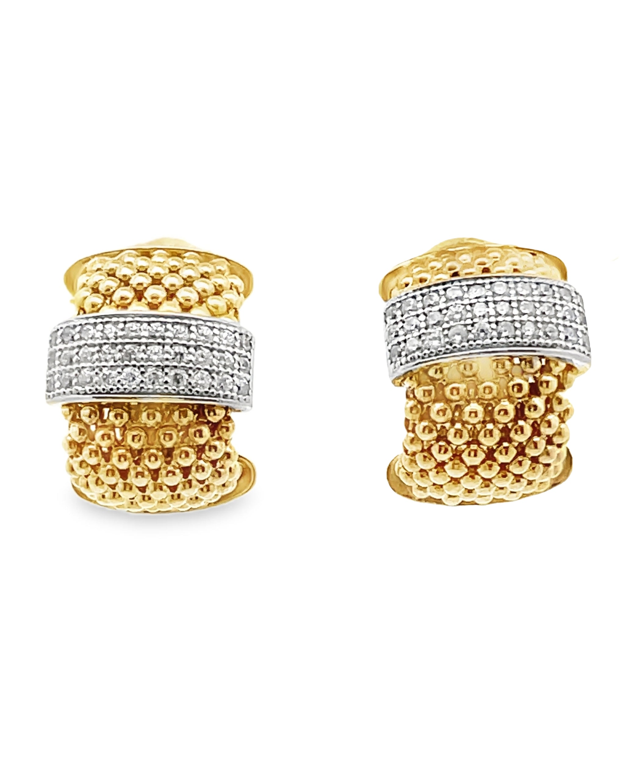 Marcello Pane Sterling Silver Earrings with 18K Yellow Gold Overlay and Cubic Zirconia