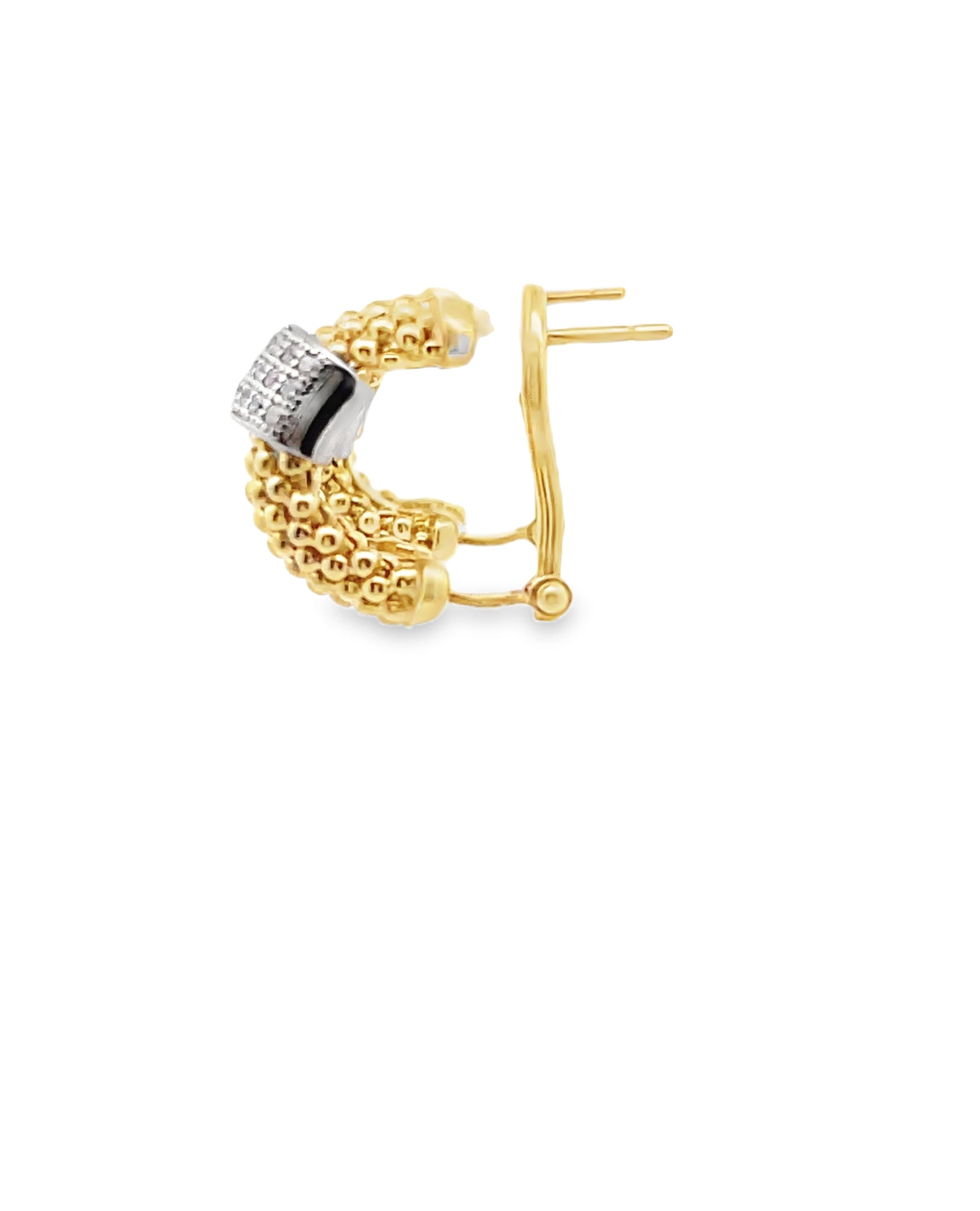 Marcello Pane Sterling Silver Earrings with 18K Yellow Gold Overlay and Cubic Zirconia