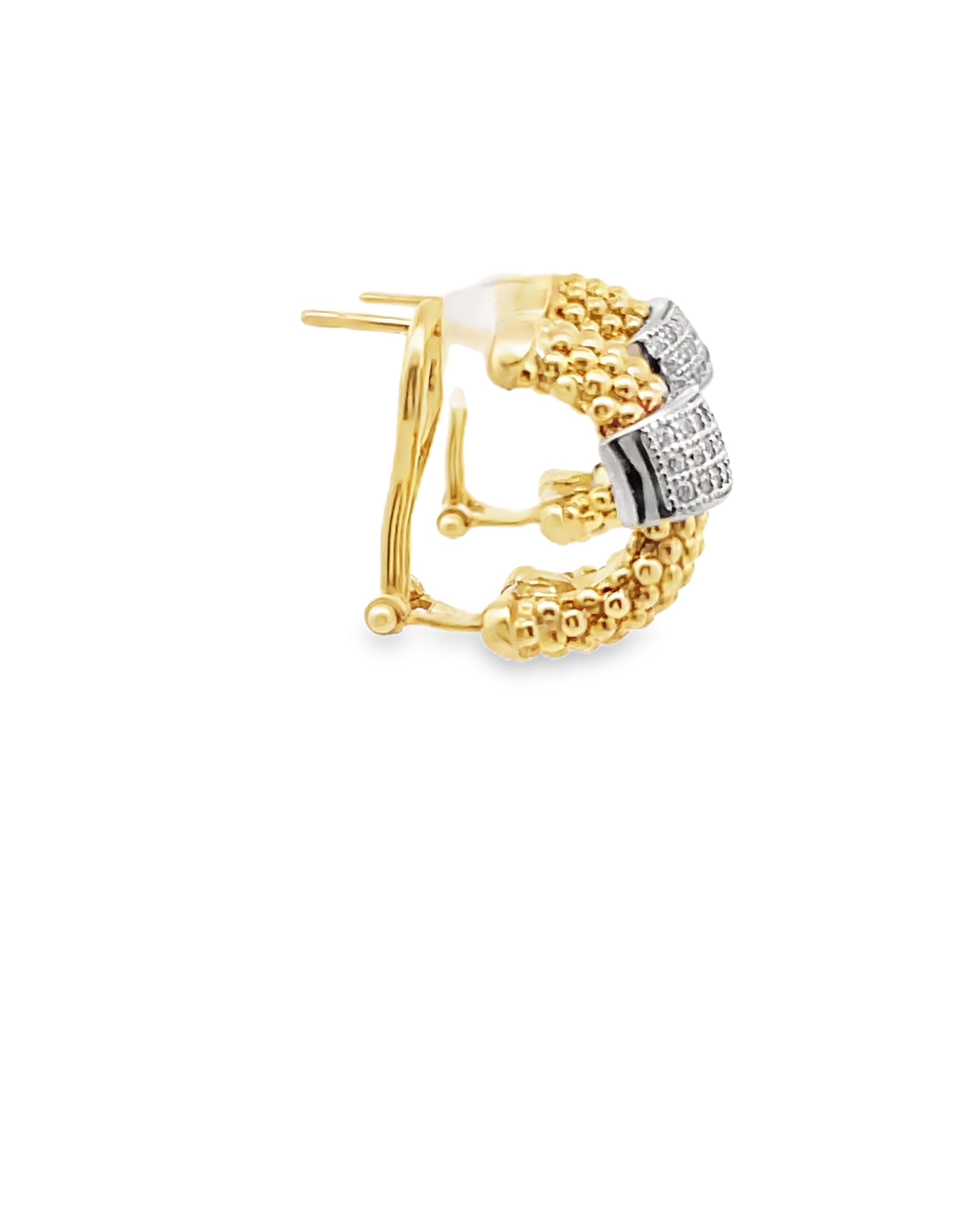 Marcello Pane Sterling Silver Earrings with 18K Yellow Gold Overlay and Cubic Zirconia