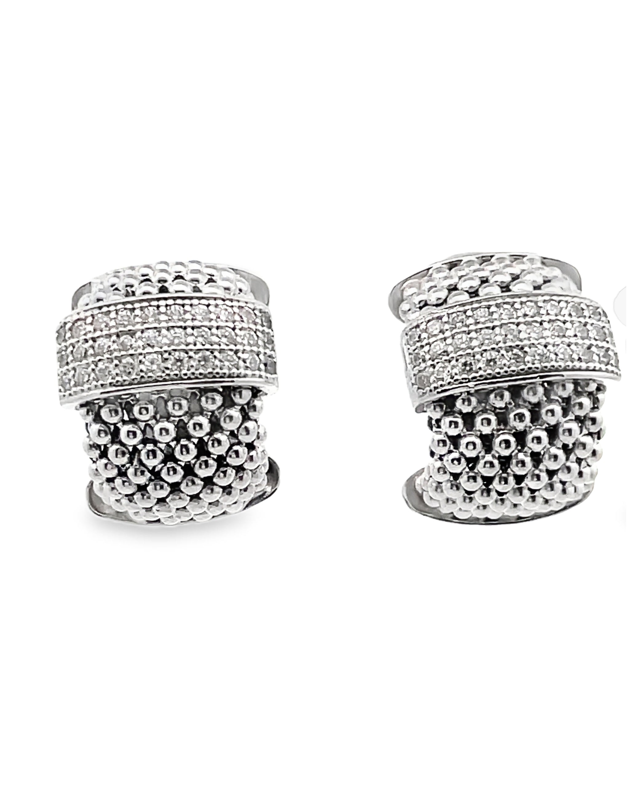Marcello Pane Sterling Silver Drop Earrings with Cubic Zirconia