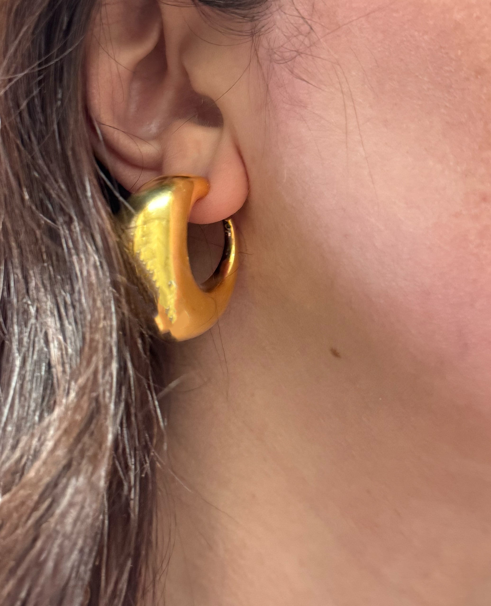 Marcello Pane OR 1183 Sterling Silver Hoop Earrings with 18K Yellow Gold Overlay