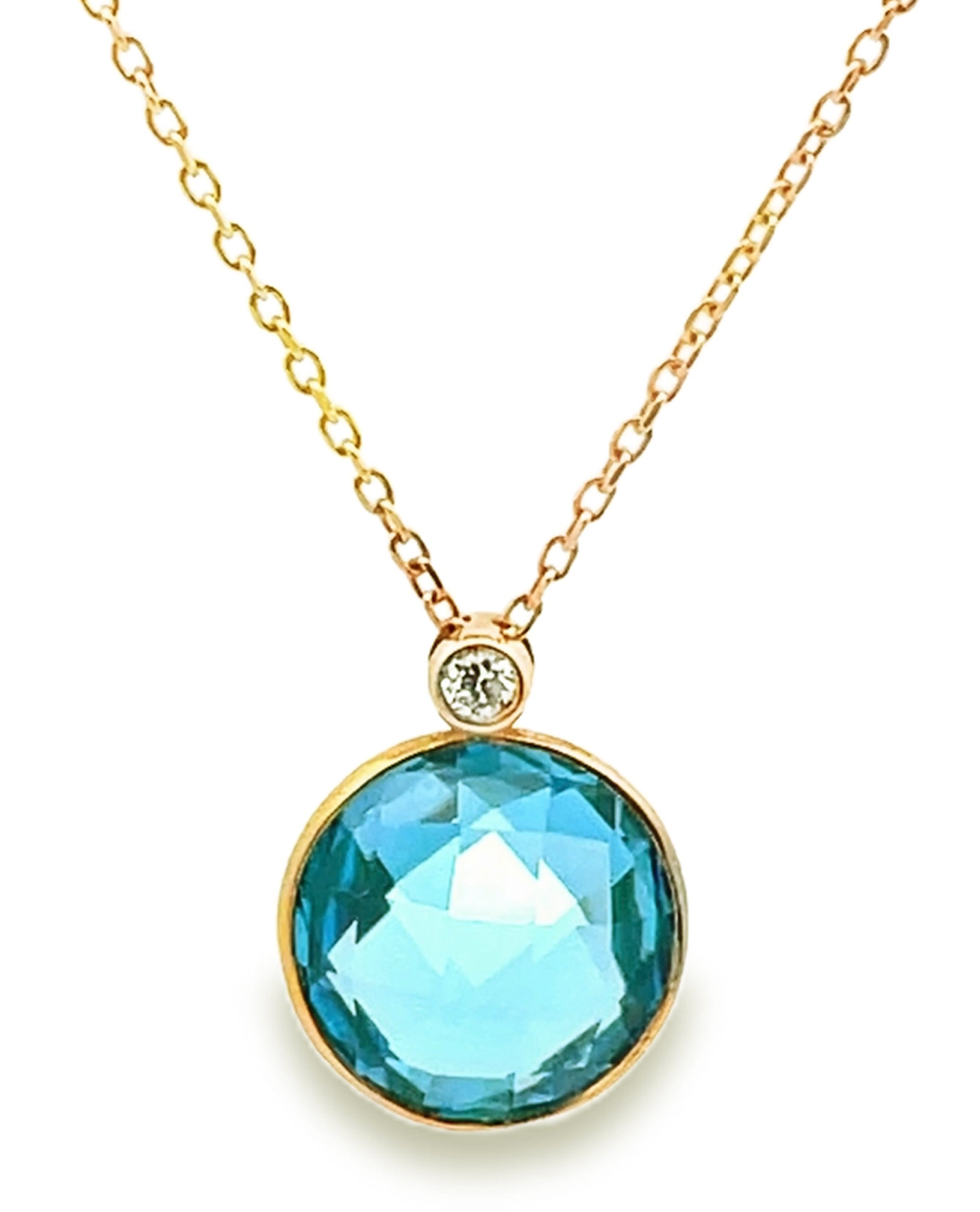 Olivia B. 14K Yellow Gold Swiss Blue Topaz "Snowman" Necklace