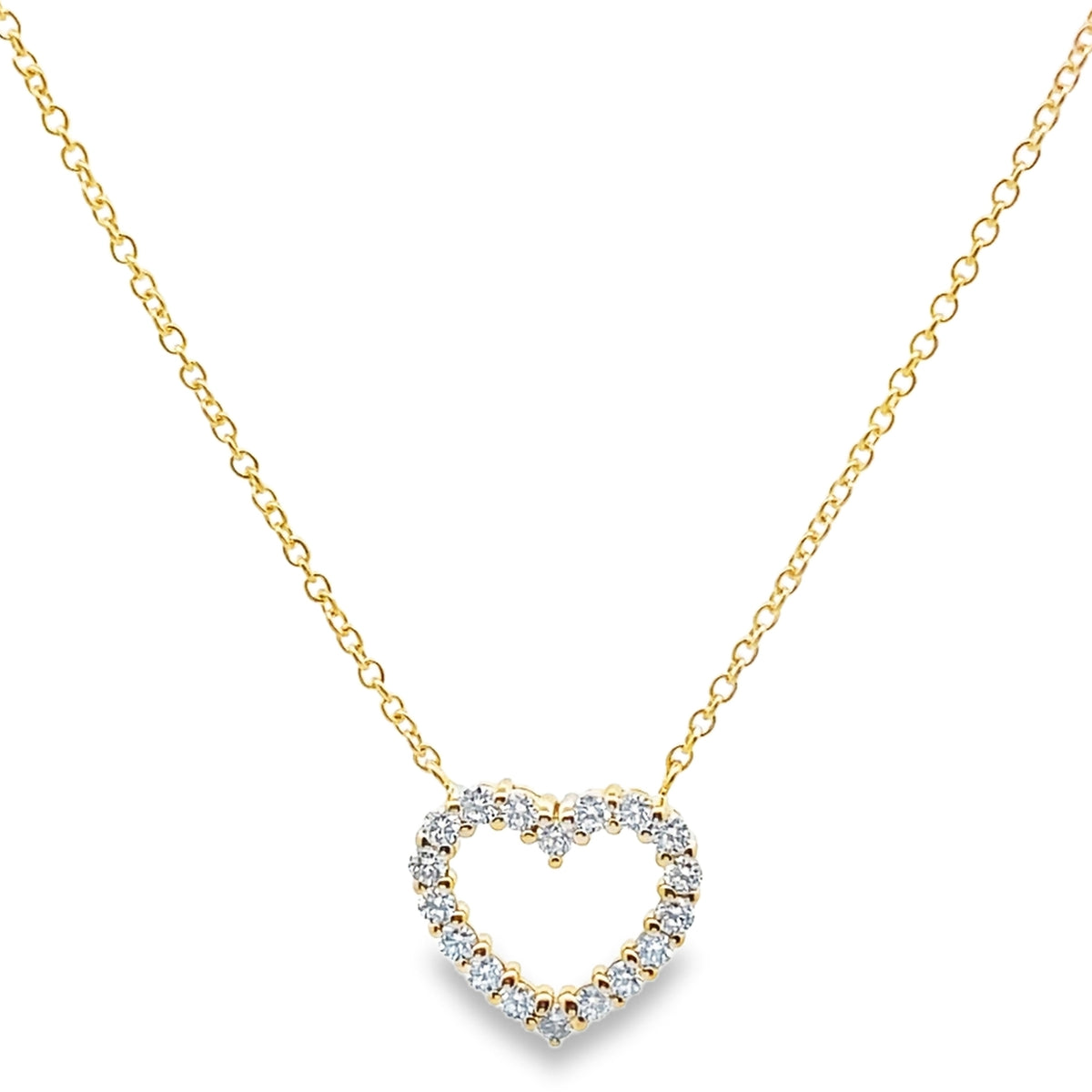 14K Yellow Gold 0.33 Carat Diamond Heart Pendant Necklace
