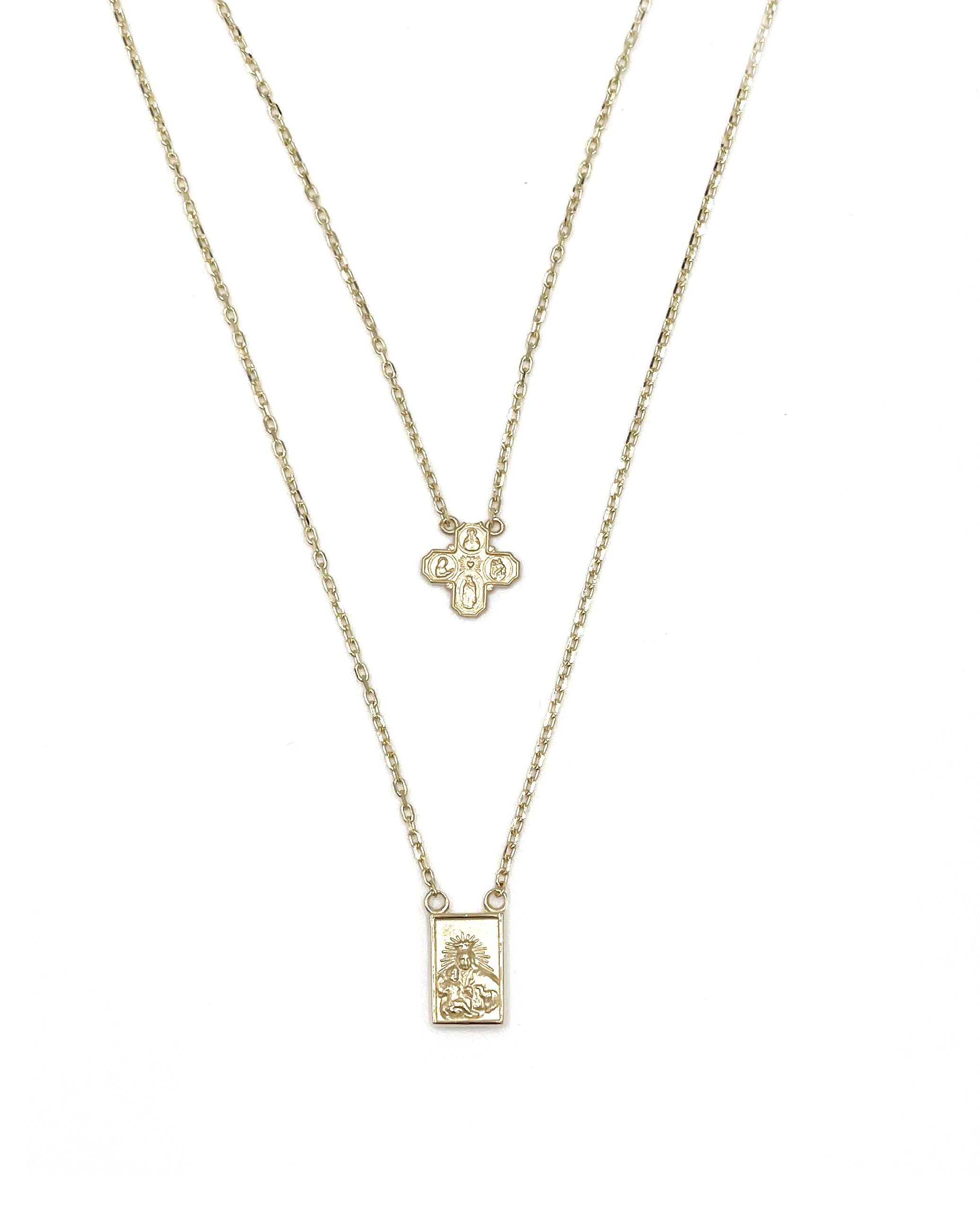 14K Yellow Gold Mini Scapular Necklace