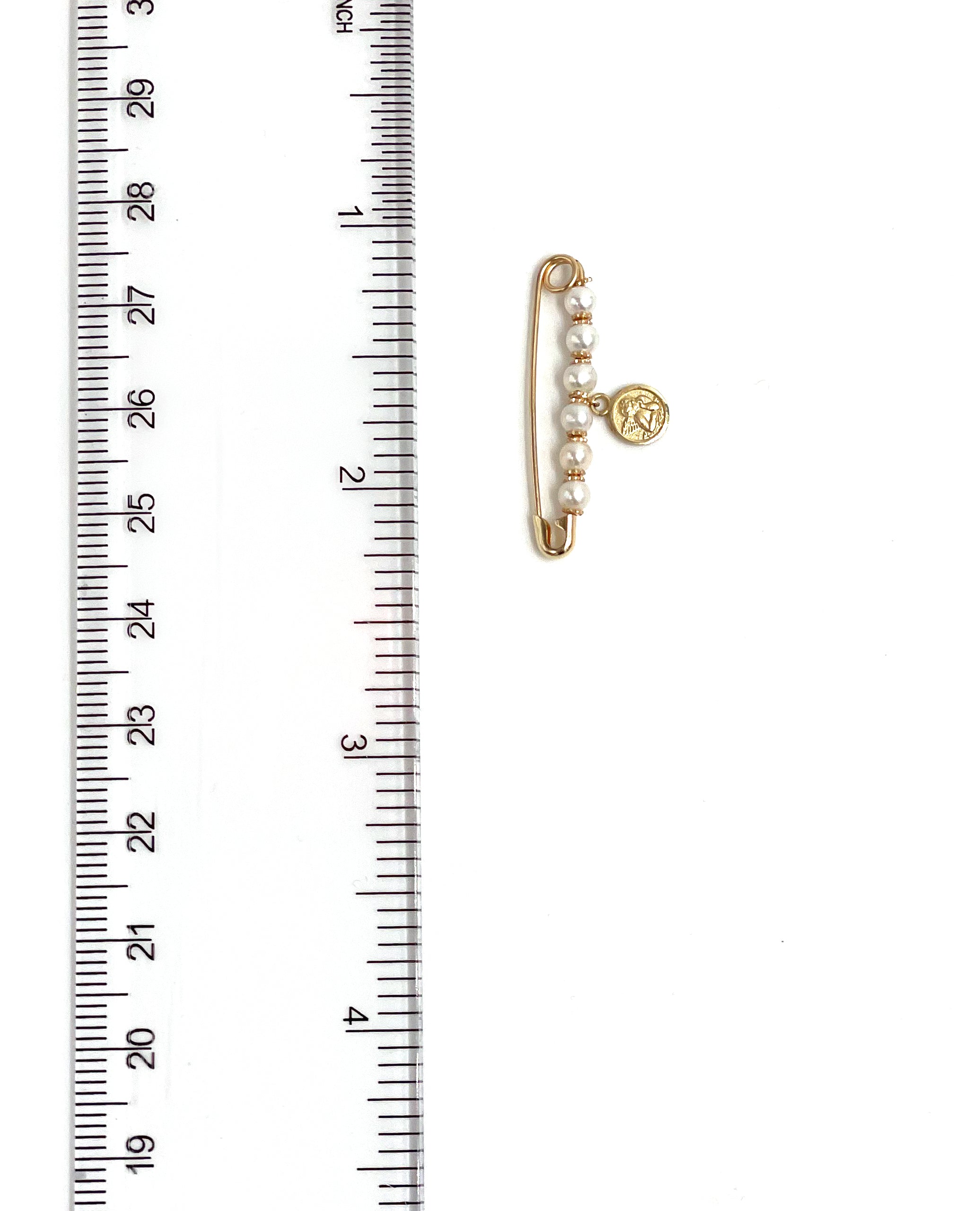 14K Yellow Gold Angel Baby Pin with Pearls