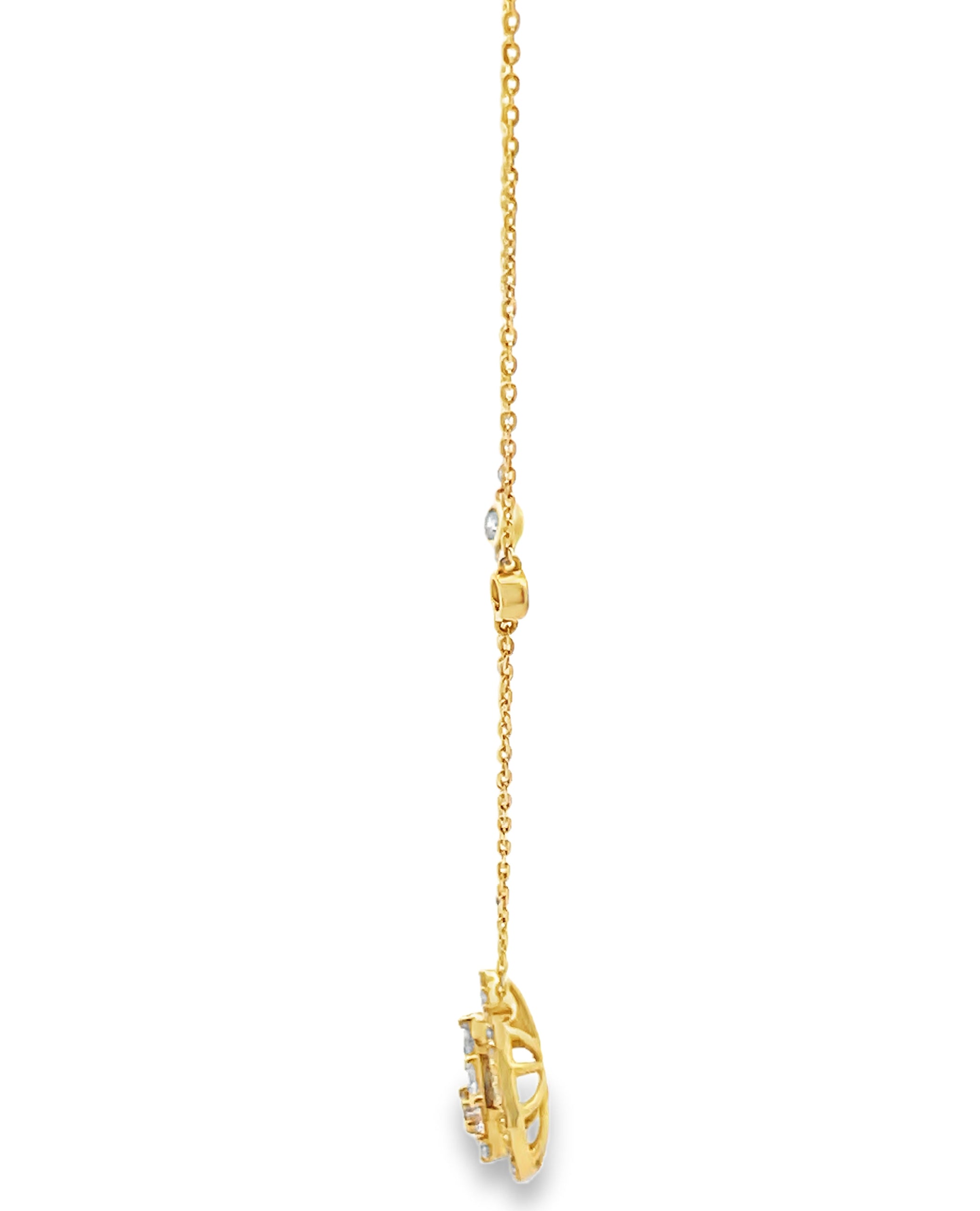 18K Yellow Gold Pear Shaped Necklace with Diamonds