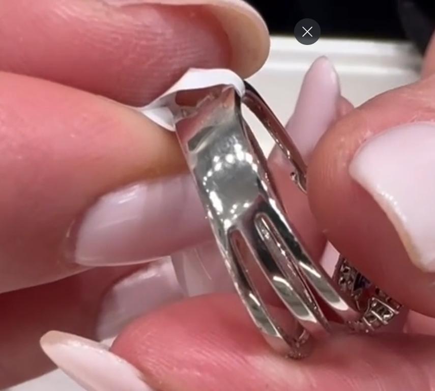 Simon G. Multi Row Diamond Halo 18K White Gold Ring with Pear Shaped Sapphire