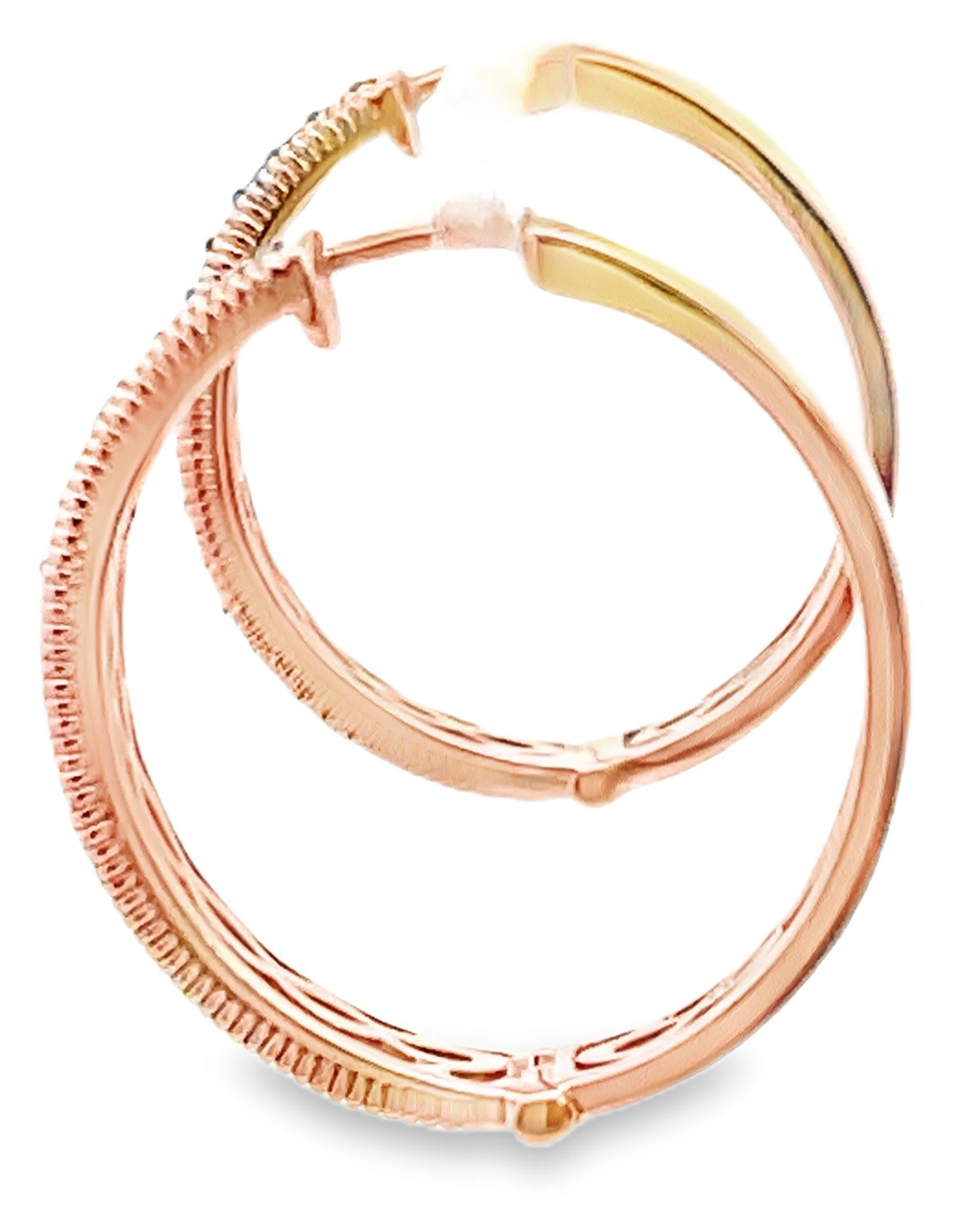 Pre-Owned 14K Rose Gold LeVian Diamond Hoop Earrings