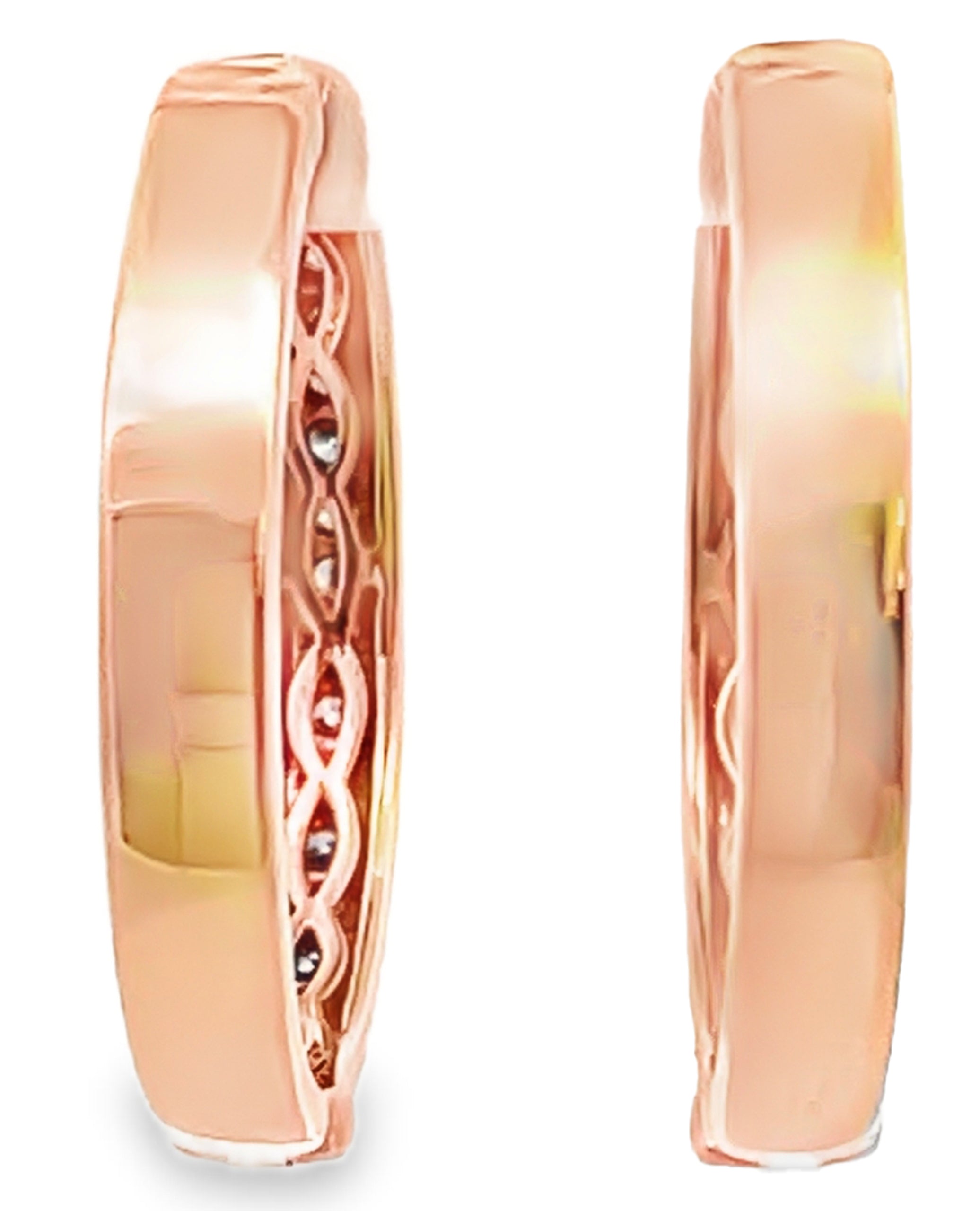 Pre-Owned 14K Rose Gold LeVian Diamond Hoop Earrings