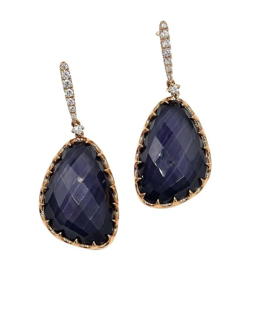 Doves Rose Gold Earrings with Amethyst Over Hematite