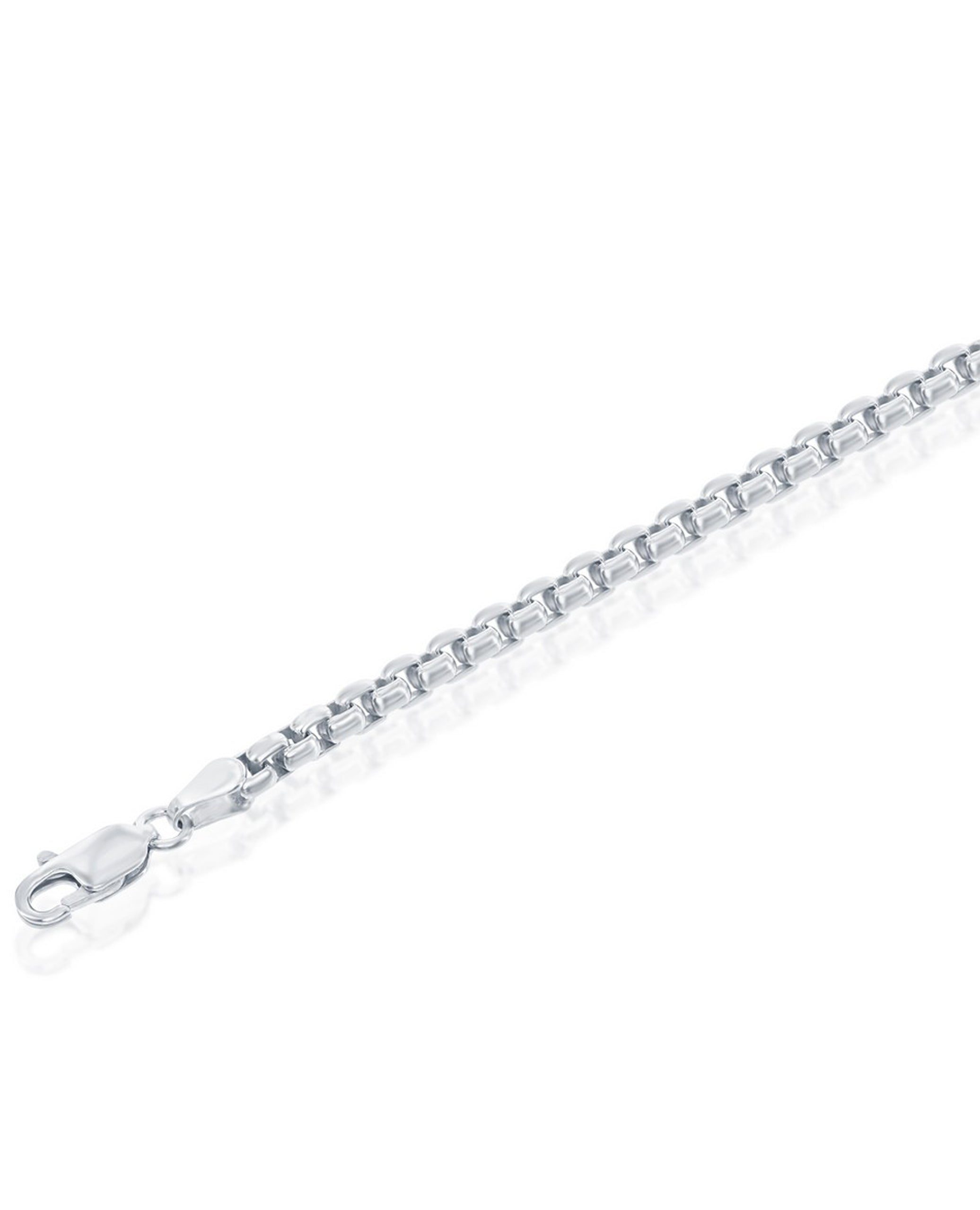 Sterling Silver & Rhodium Plated 3.5mm Wide Round Box Chain- 20 inches