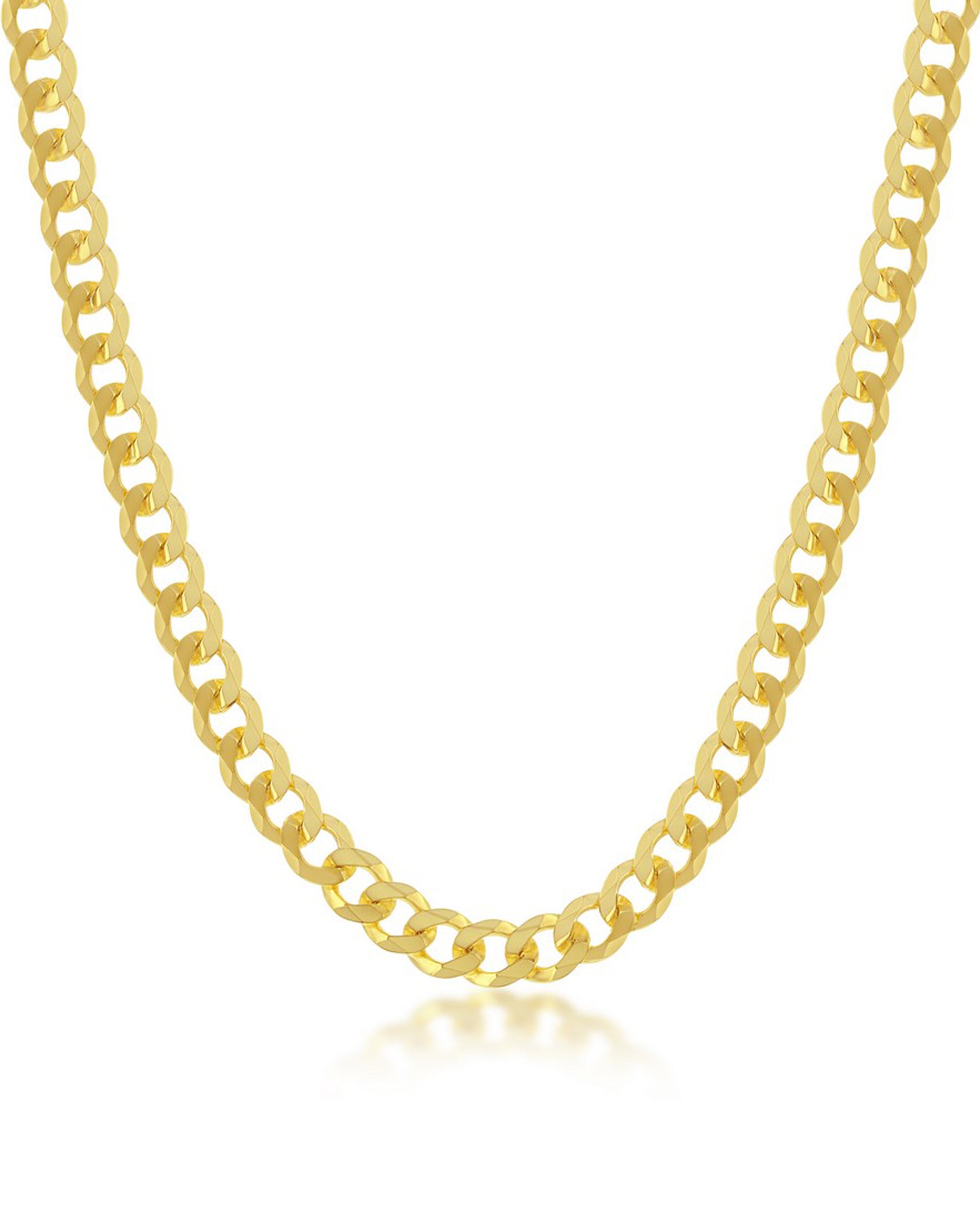 Sterling Silver & Yellow Gold Plated 4.5mm Wide Cuban Chain- 22 inches