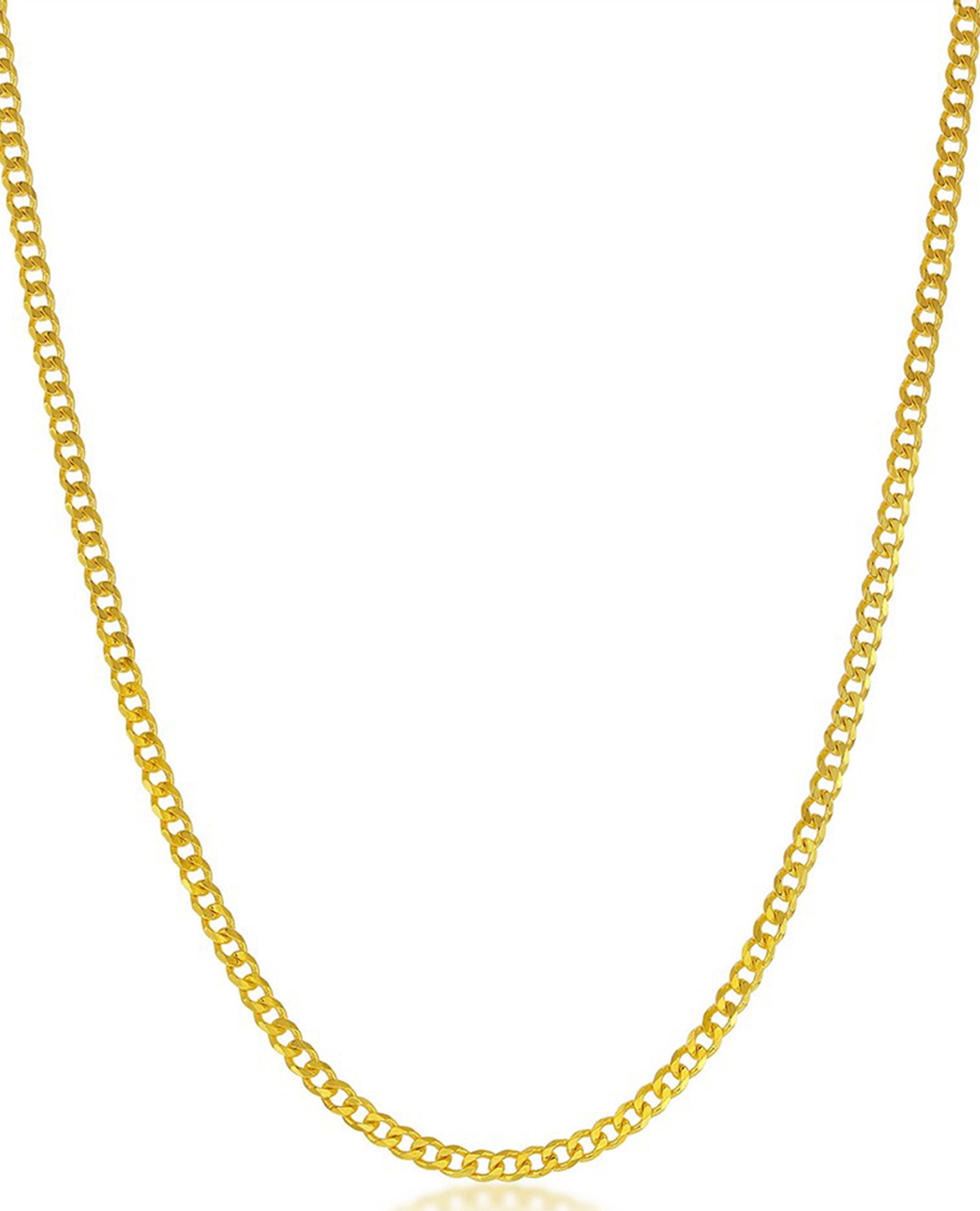 Sterling Silver 2mm Curb Chain Necklace with Gold Plating