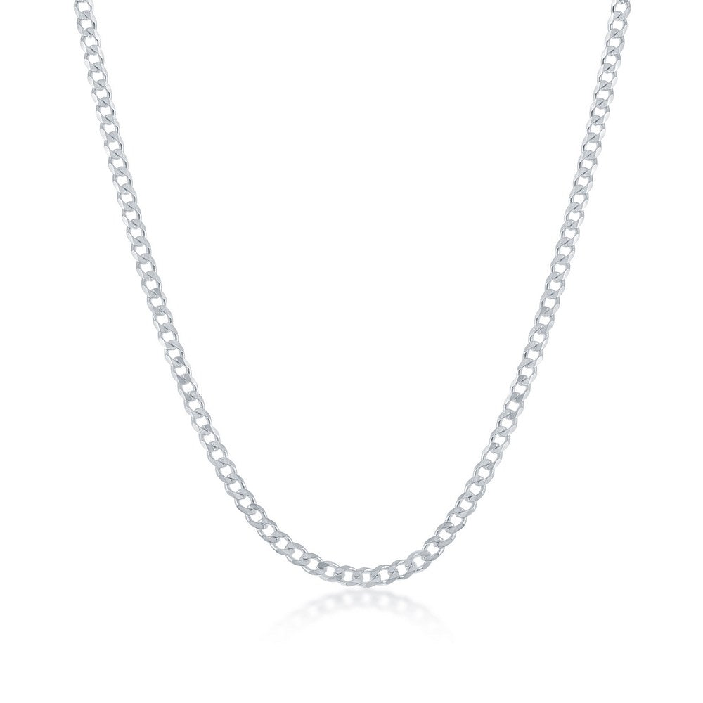 Sterling Silver Curb Chain, Rhodium Plated, 22 inches