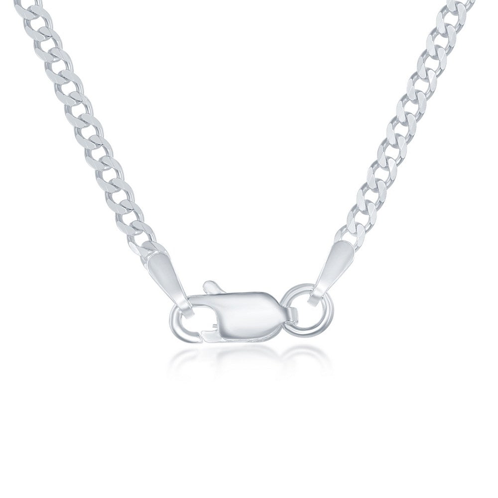 Sterling Silver Curb Chain, Rhodium Plated, 22 inches