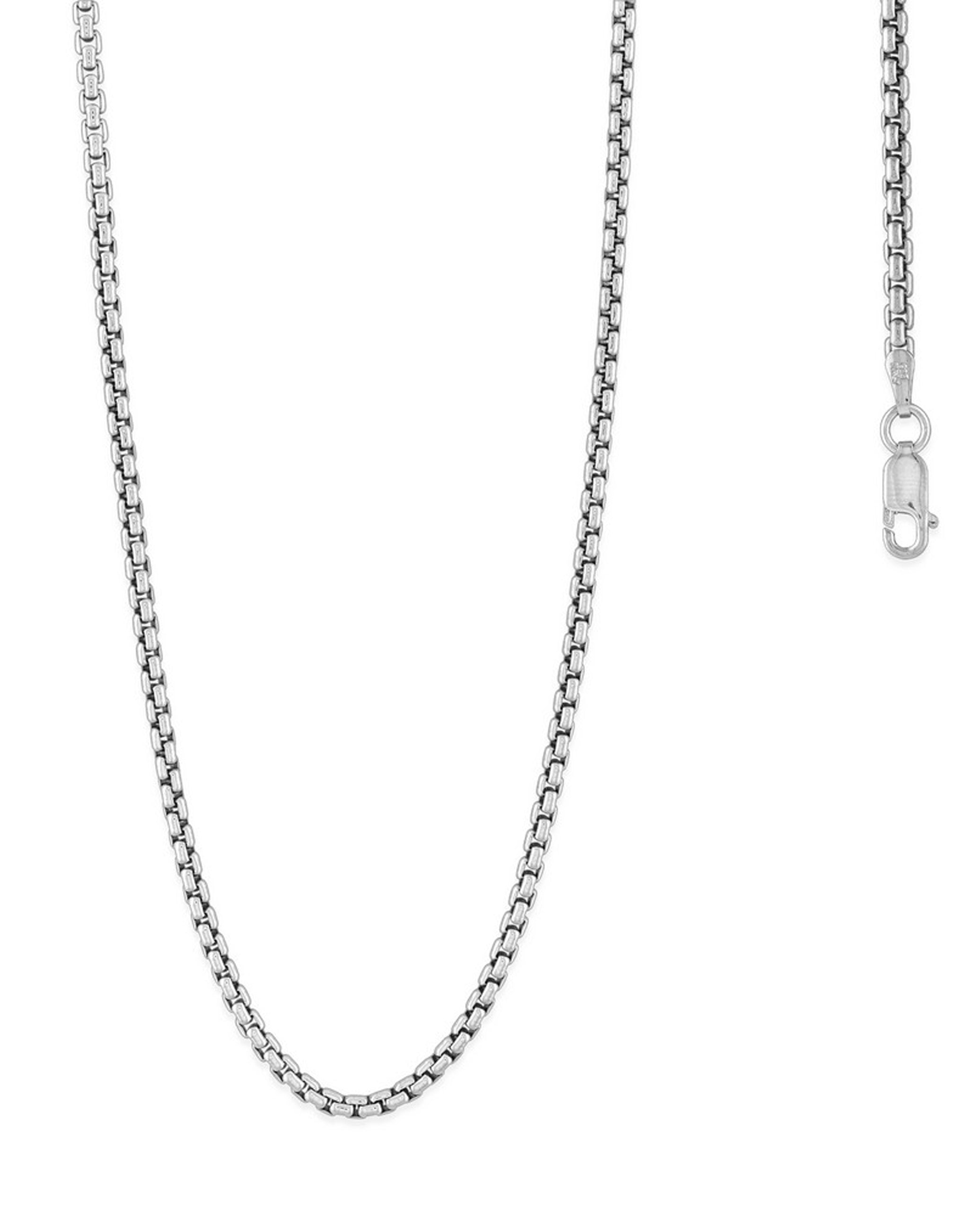 Sterling Silver 2.6mm Wide Round Box Chain - 18 Inches