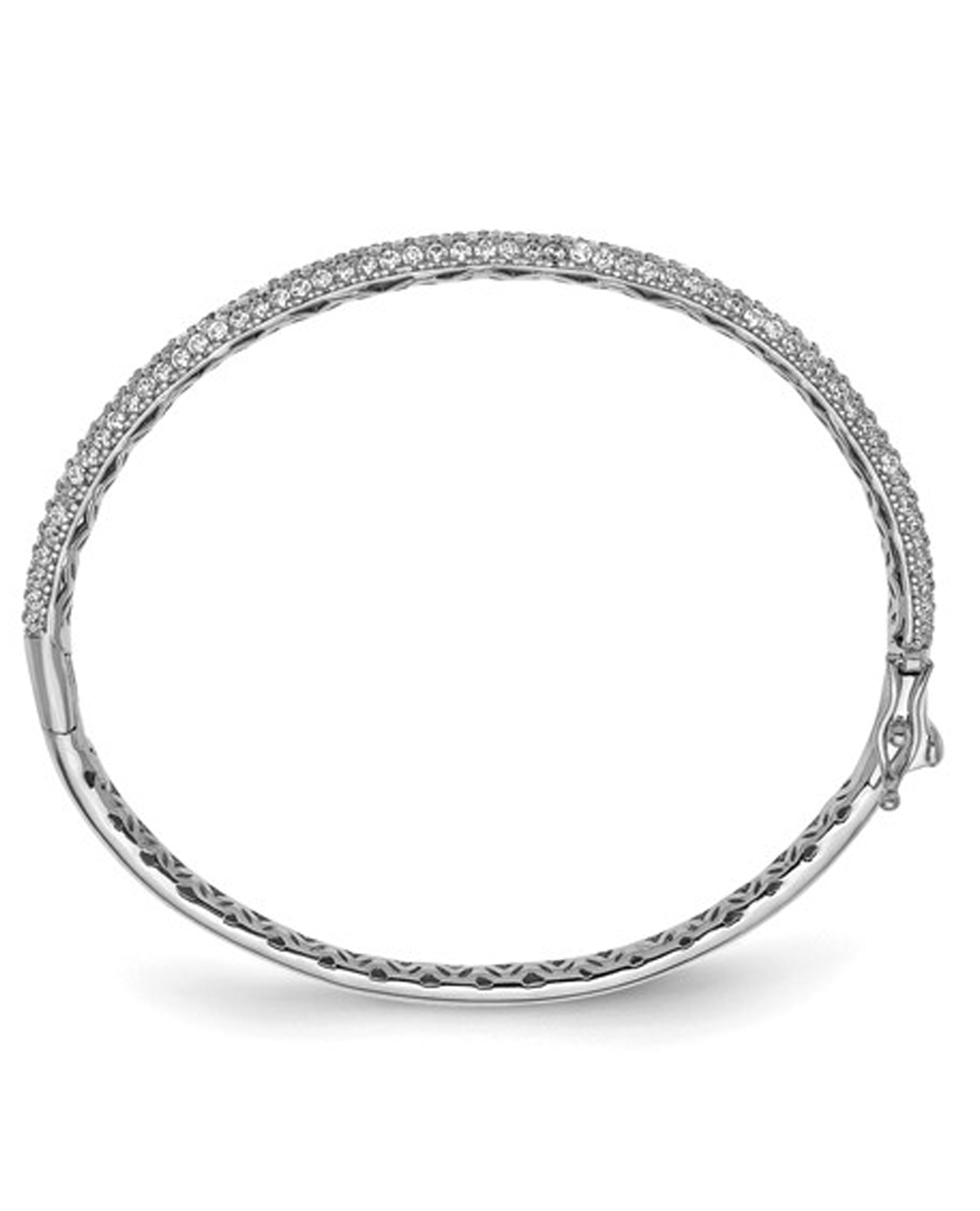 Sterling Silver Pave CZ Hinged Bangle Bracelet
