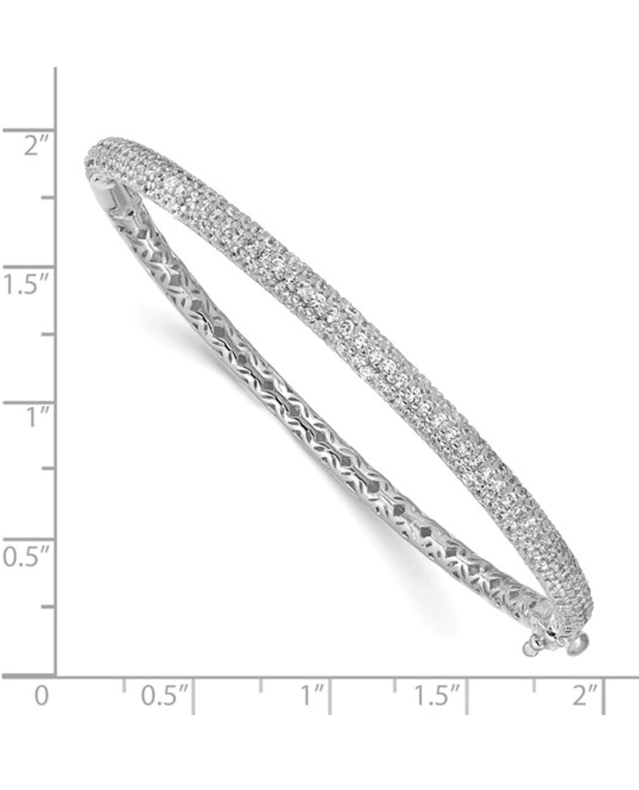 Sterling Silver Pave CZ Hinged Bangle Bracelet