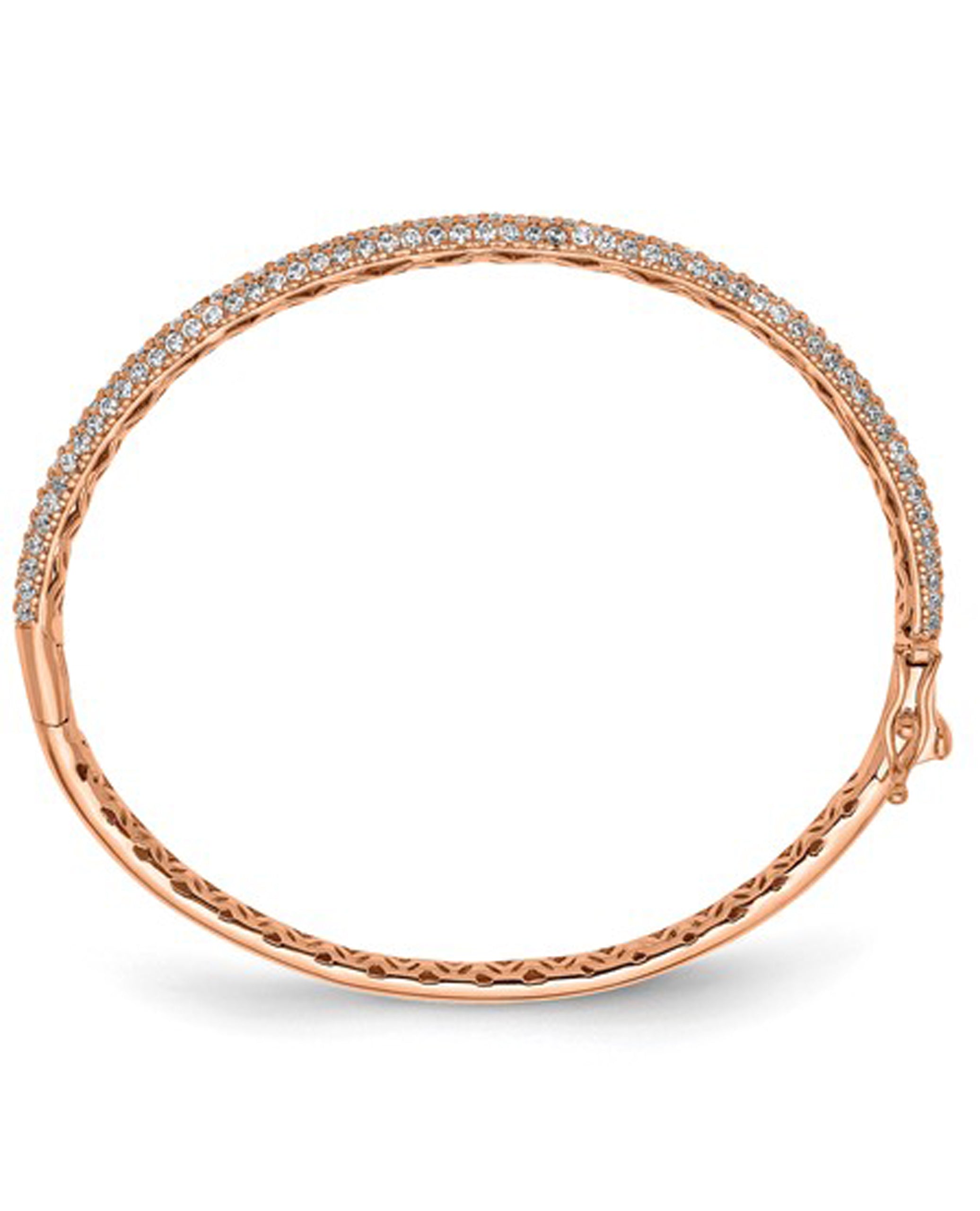 Sterling Silver Rose-Gold Plated CZ Bangle Bracelet