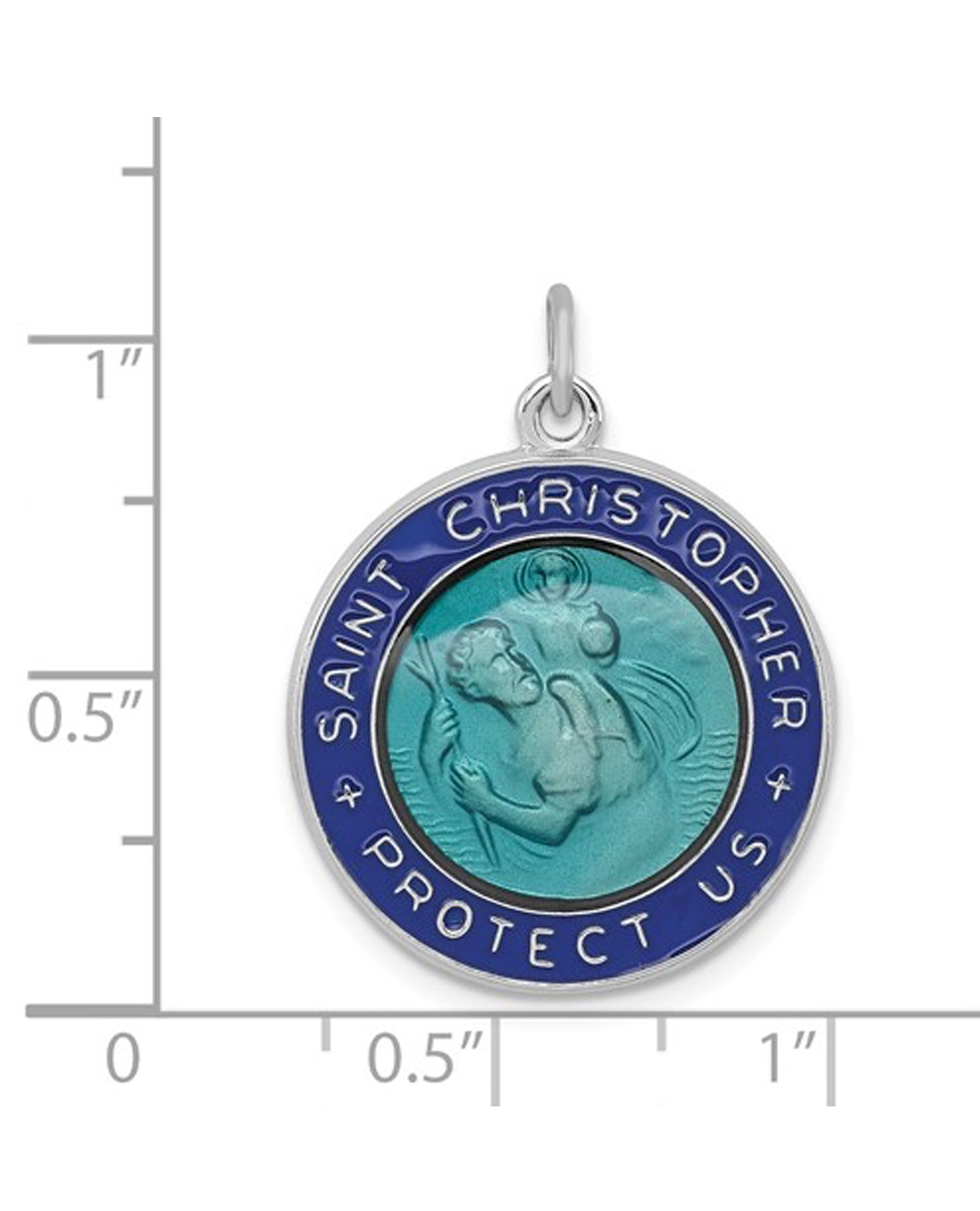 Sterling Silver Saint Christopher Charm with Enamel