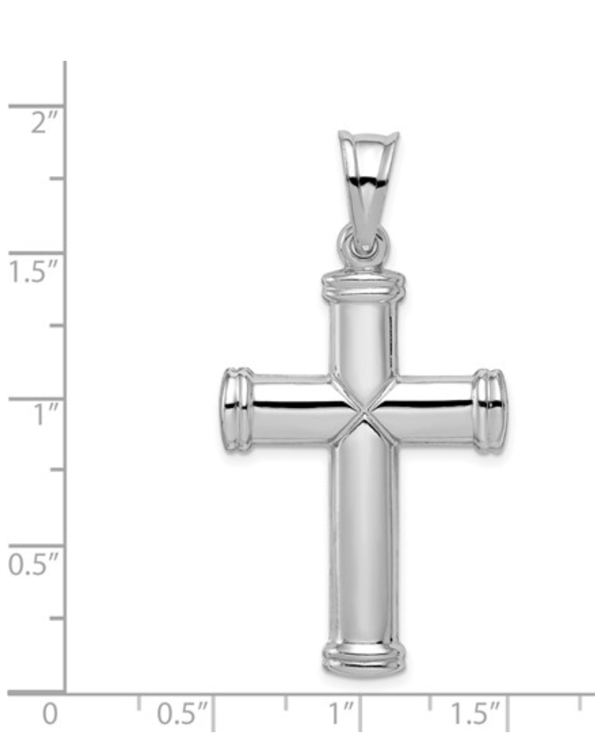 Sterling Silver Rhodium-plated Hollow Reversible Cross Pendant