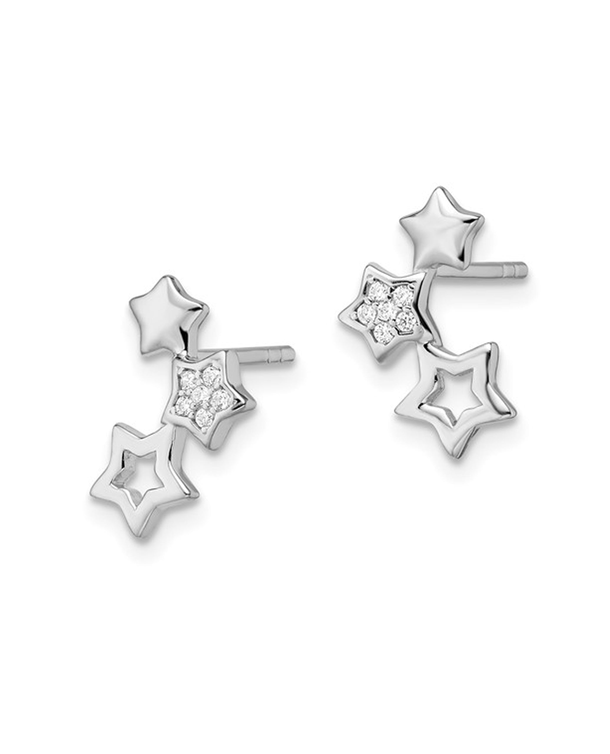 Sterling Silver Star Stud Earrings with Pushbacks