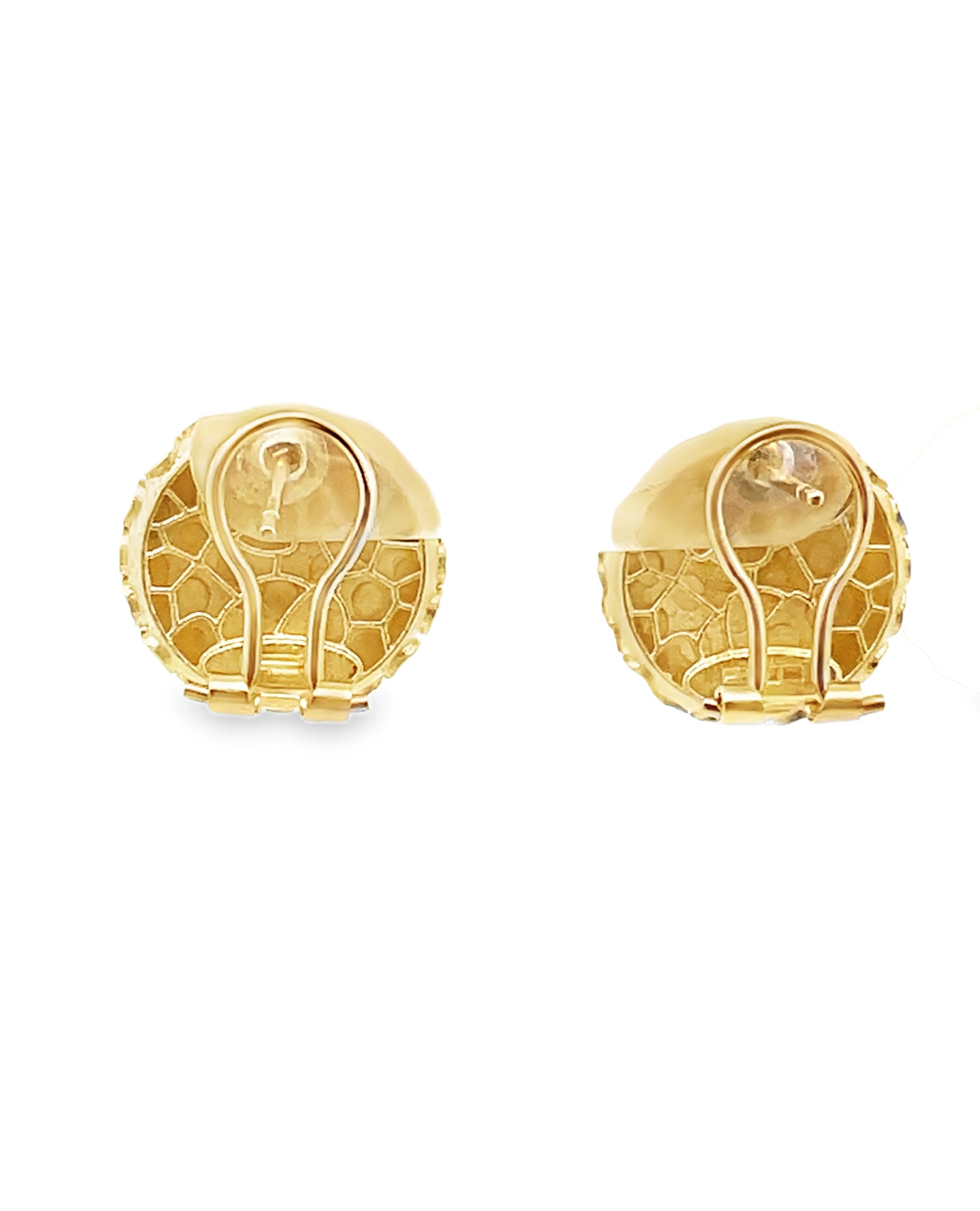 14K Yellow Gold Round Textured Earrings