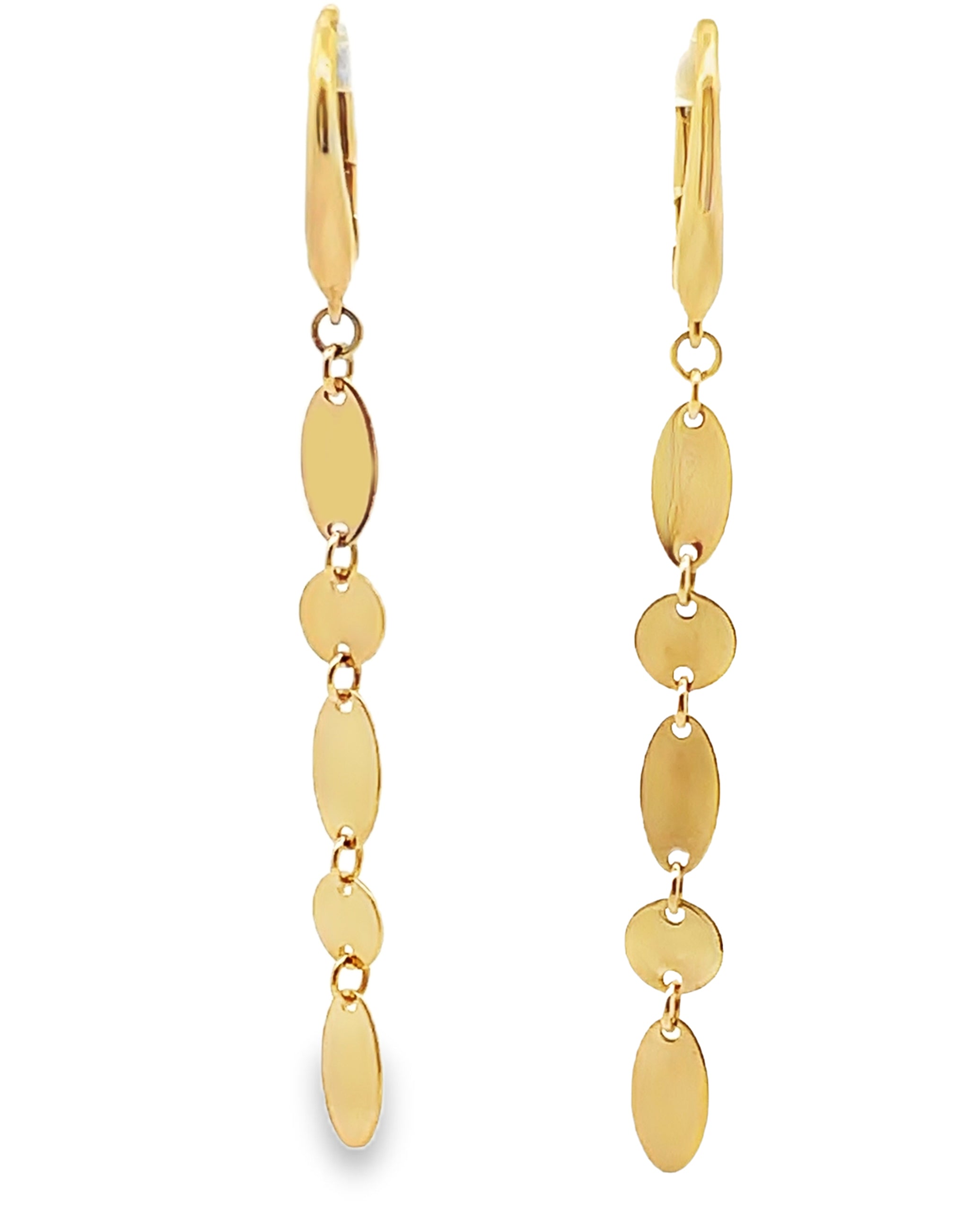 14K Yellow Gold Dangle Earrings with Leverback