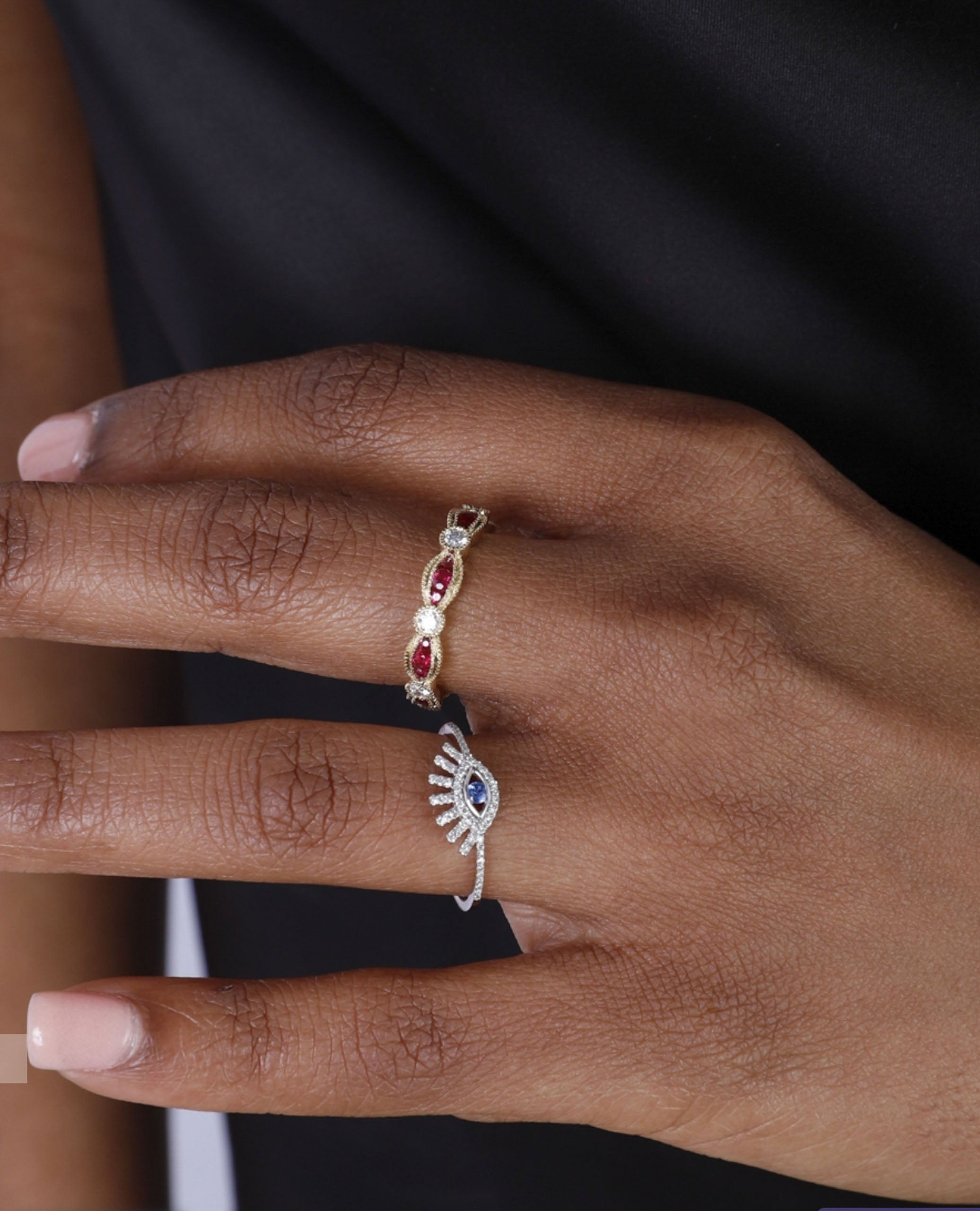 14K White Gold Sapphire and Diamond Ring