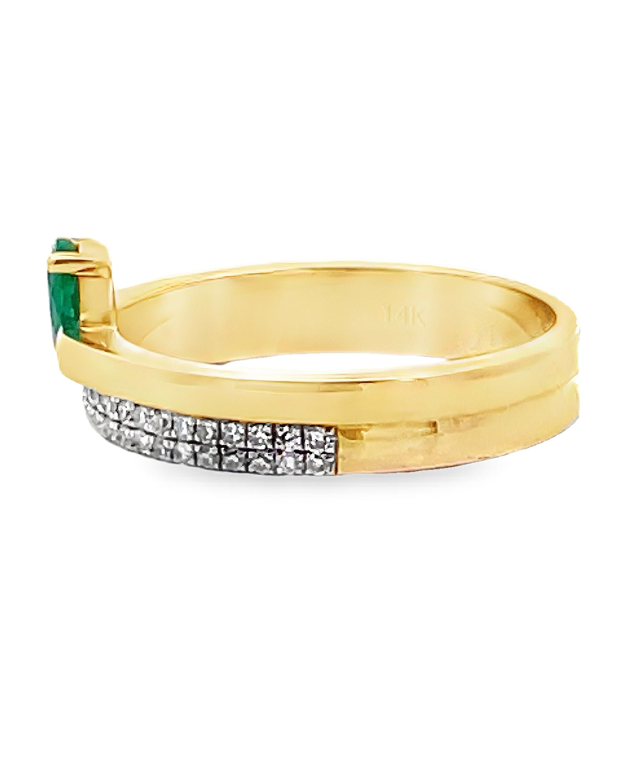 Meira T. R10060/YE 14K Yellow Gold Ring with Emerald & Diamonds