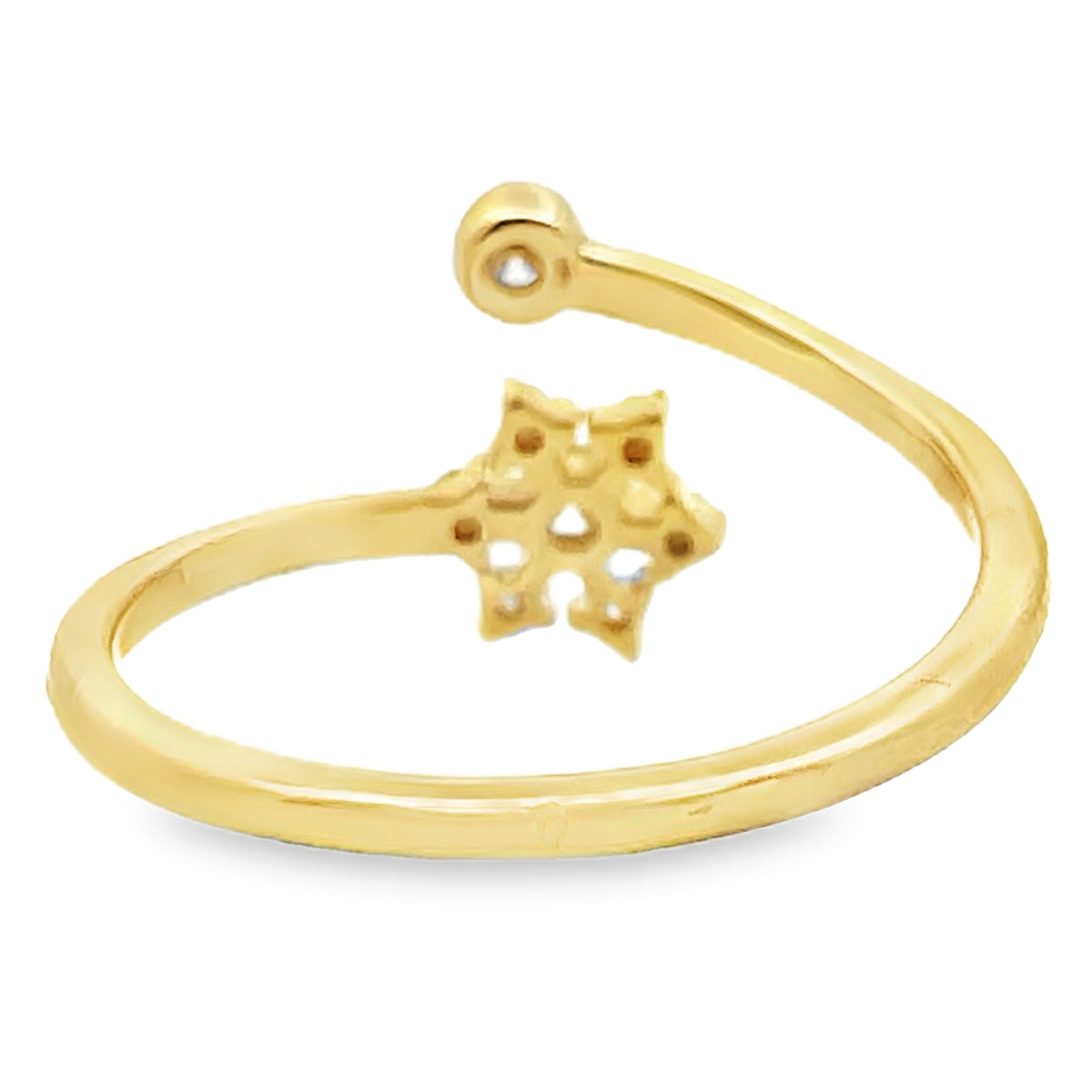 Meira T R10196/YG 14K Yellow Gold Diamond Snowflake Bypass Ring